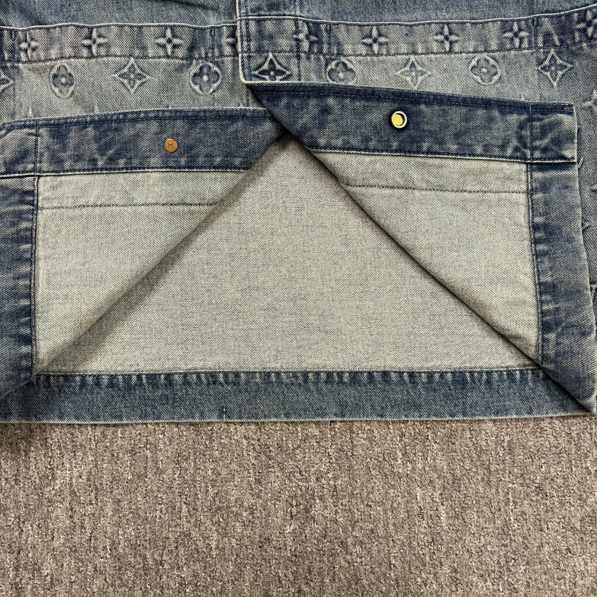 LV Monogram Blue Denim Short-Sleeve Shirt — back