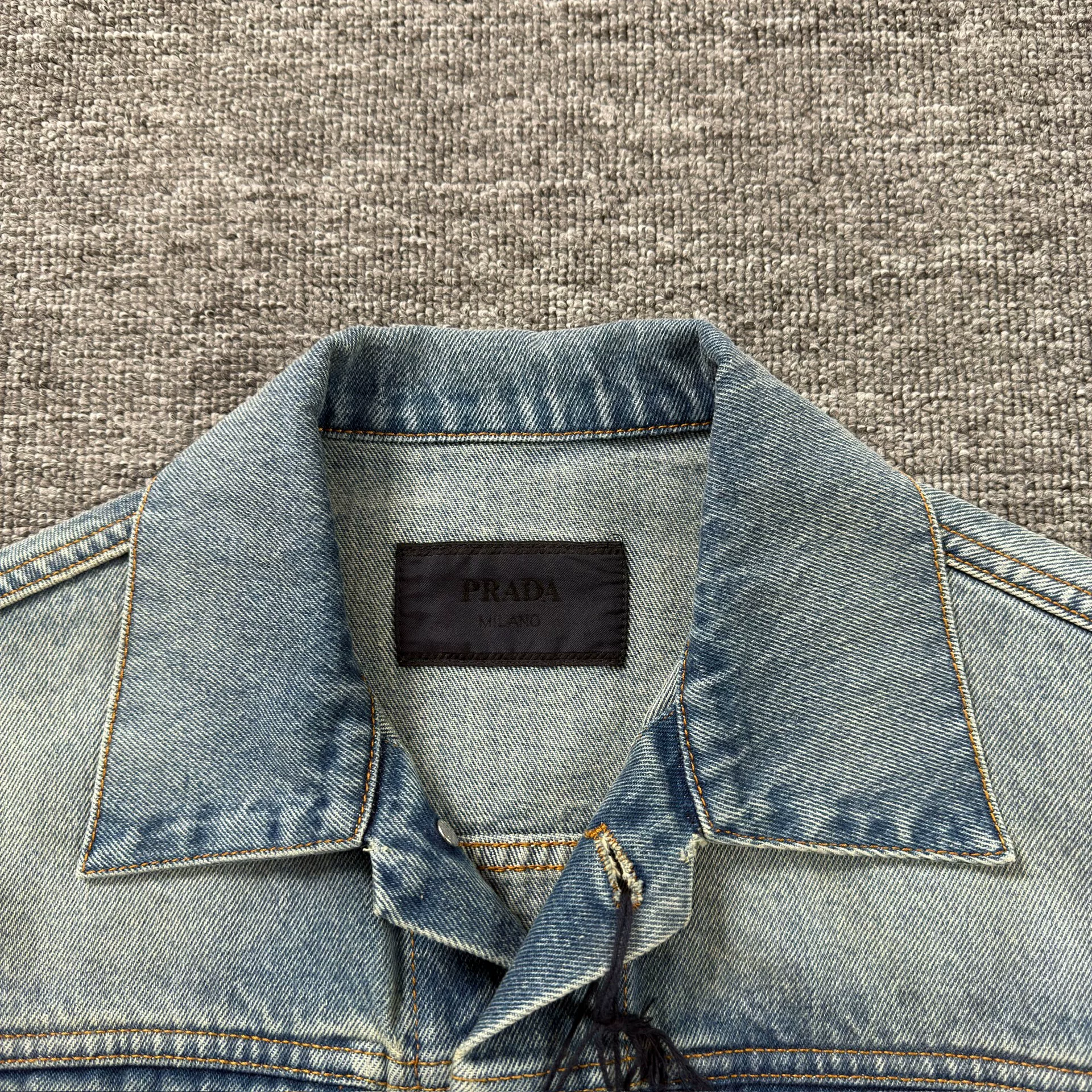 Prada Light Blue Cropped Denim Jacket — detail