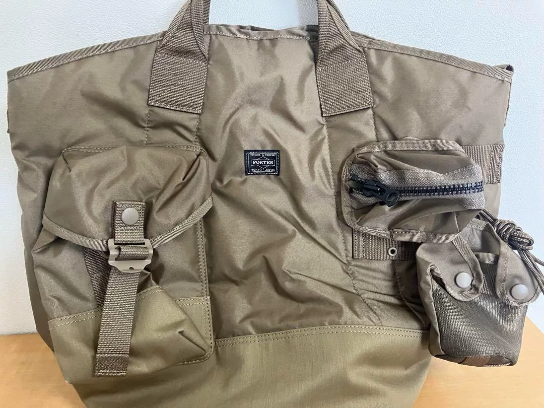 PORTER ALL 2WAY Khaki Utility Bag — front