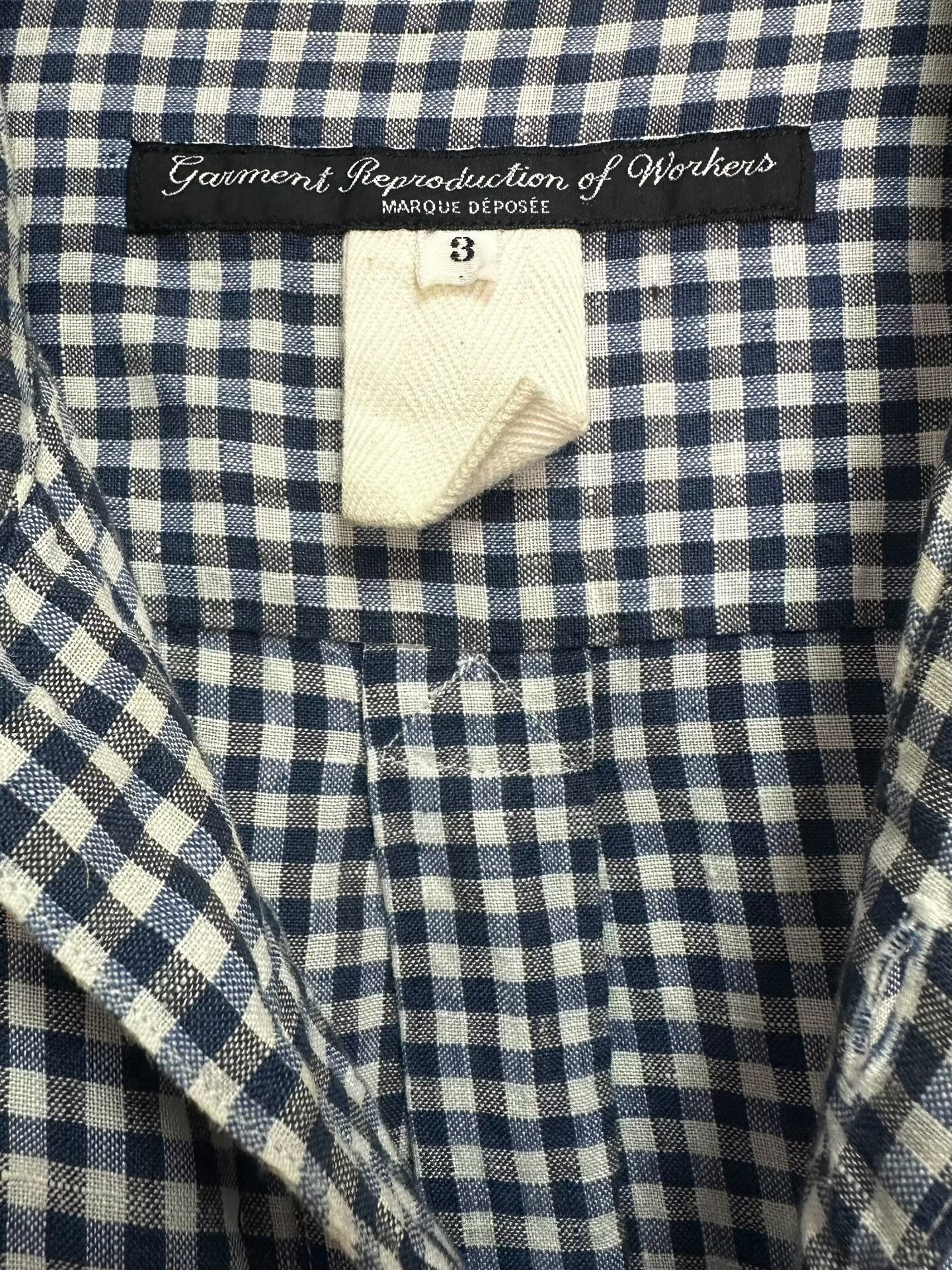 Worker's Reproduction Cotton Linen Shirt — label