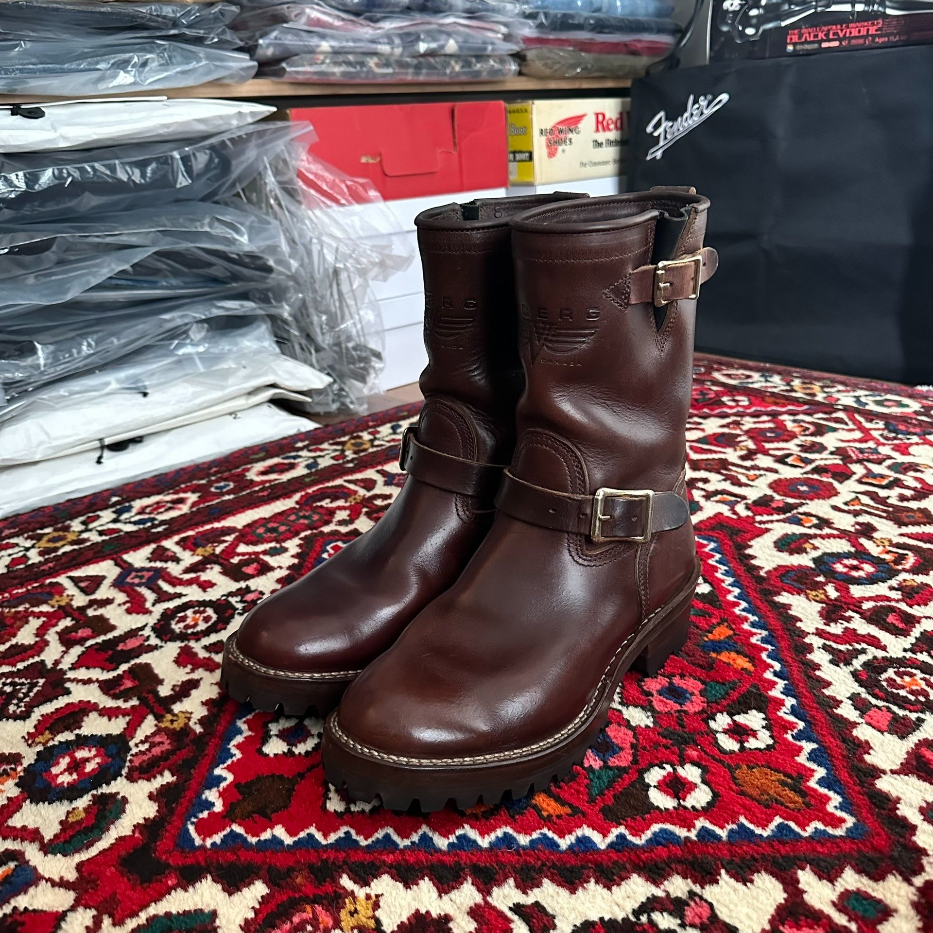 Viberg Engineer Boots Red Leather