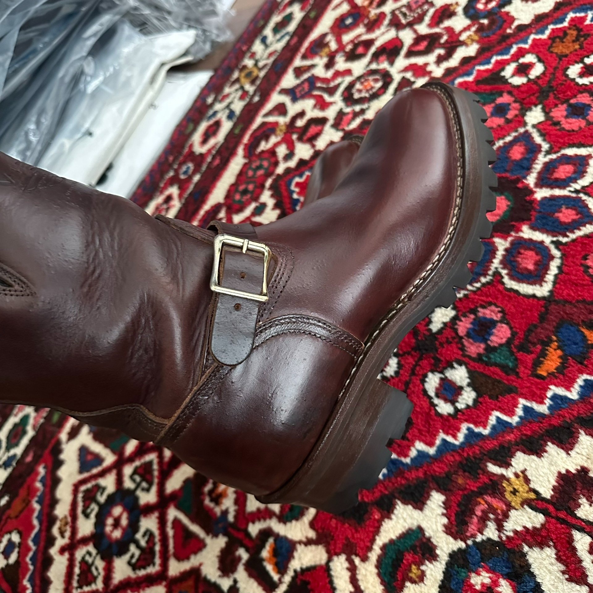 Viberg Engineer Boots Red Leather — label