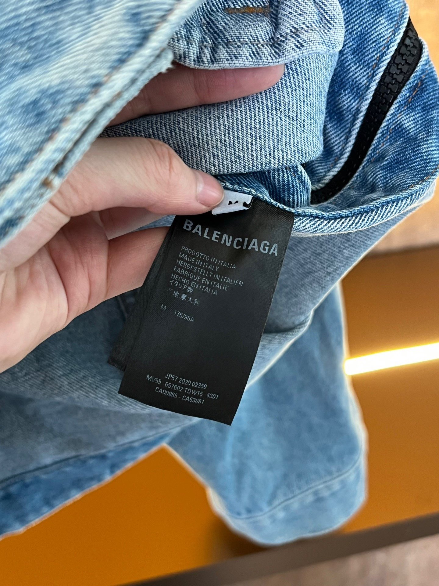 Balenciaga Side Zip Denim Jacket — label