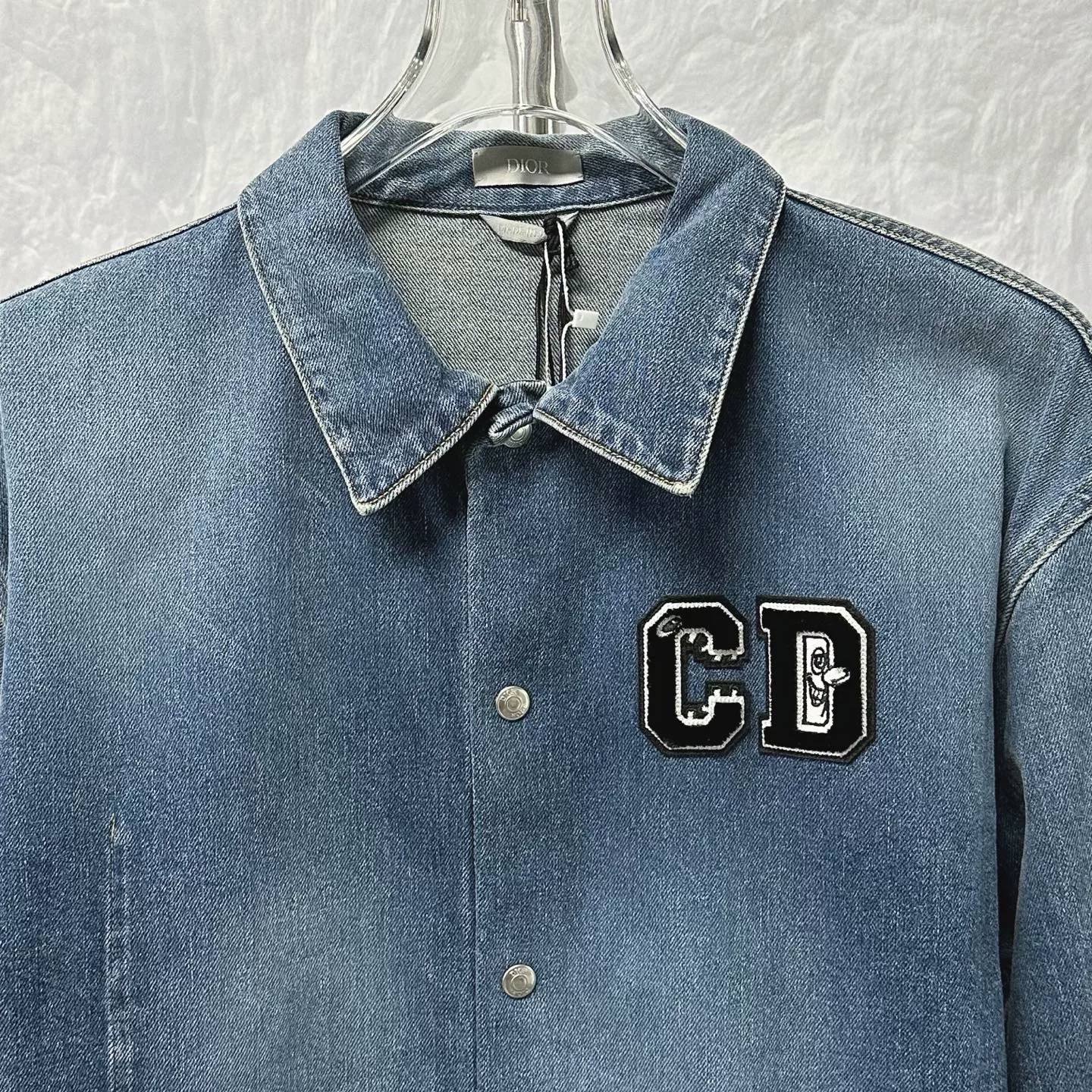 Dior Flocked CD Logo Denim Shirt — front