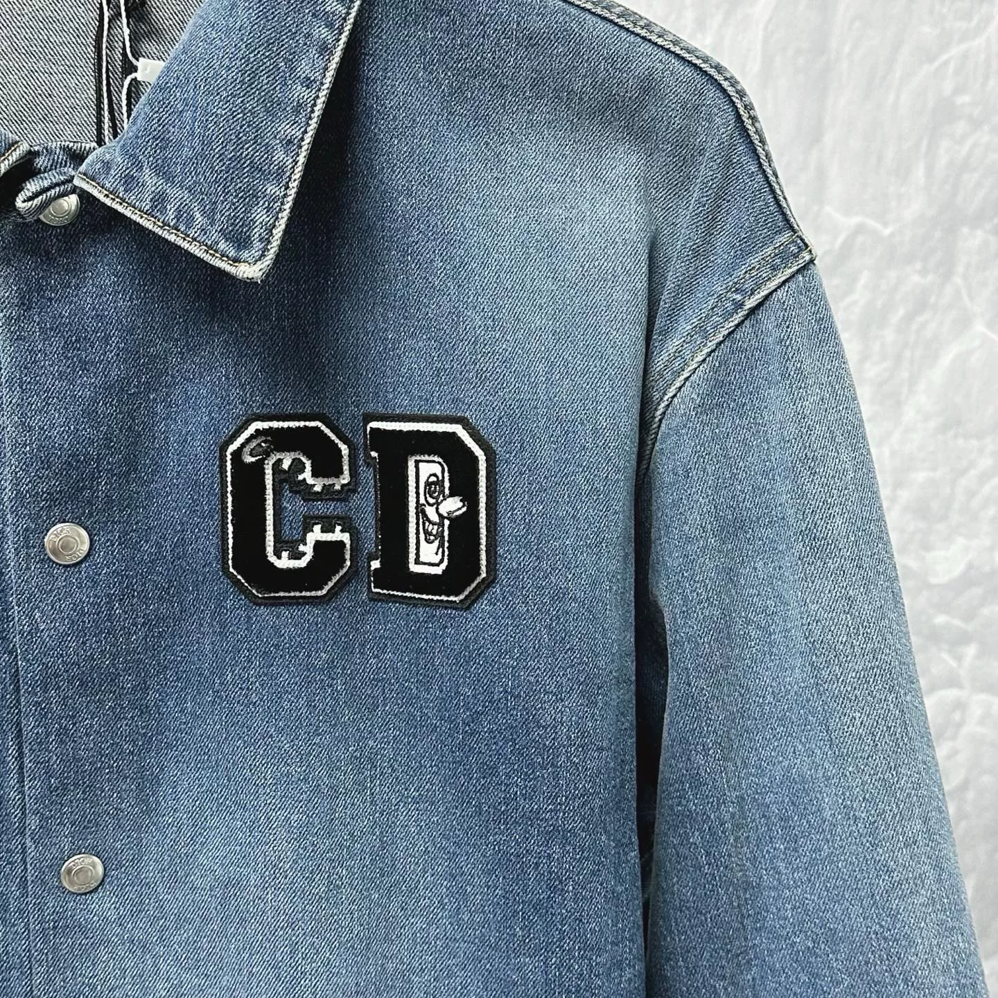 Dior Flocked CD Logo Denim Shirt — detail
