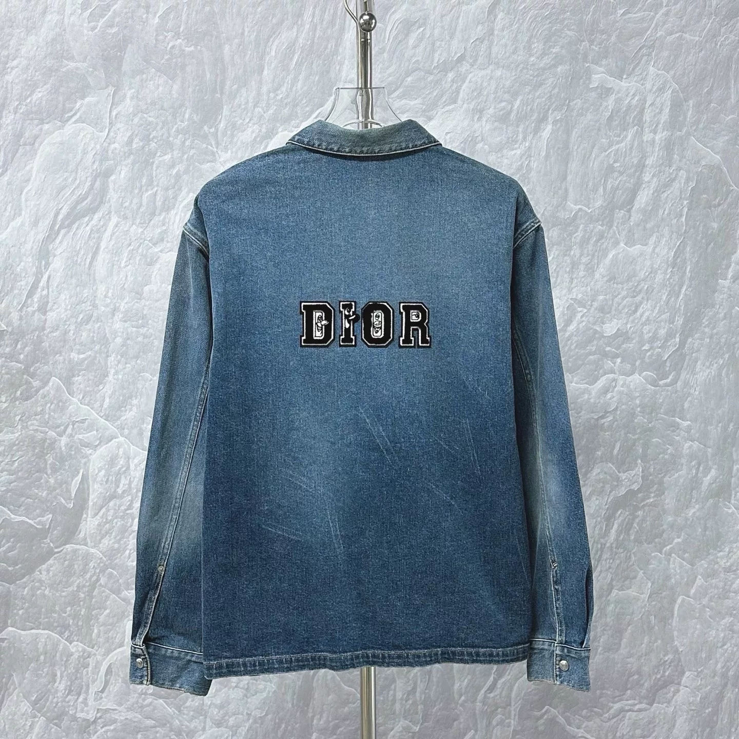 Dior Flocked CD Logo Denim Shirt — back
