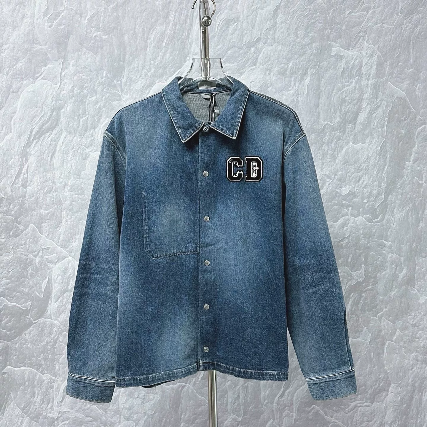Dior Flocked CD Logo Denim Shirt