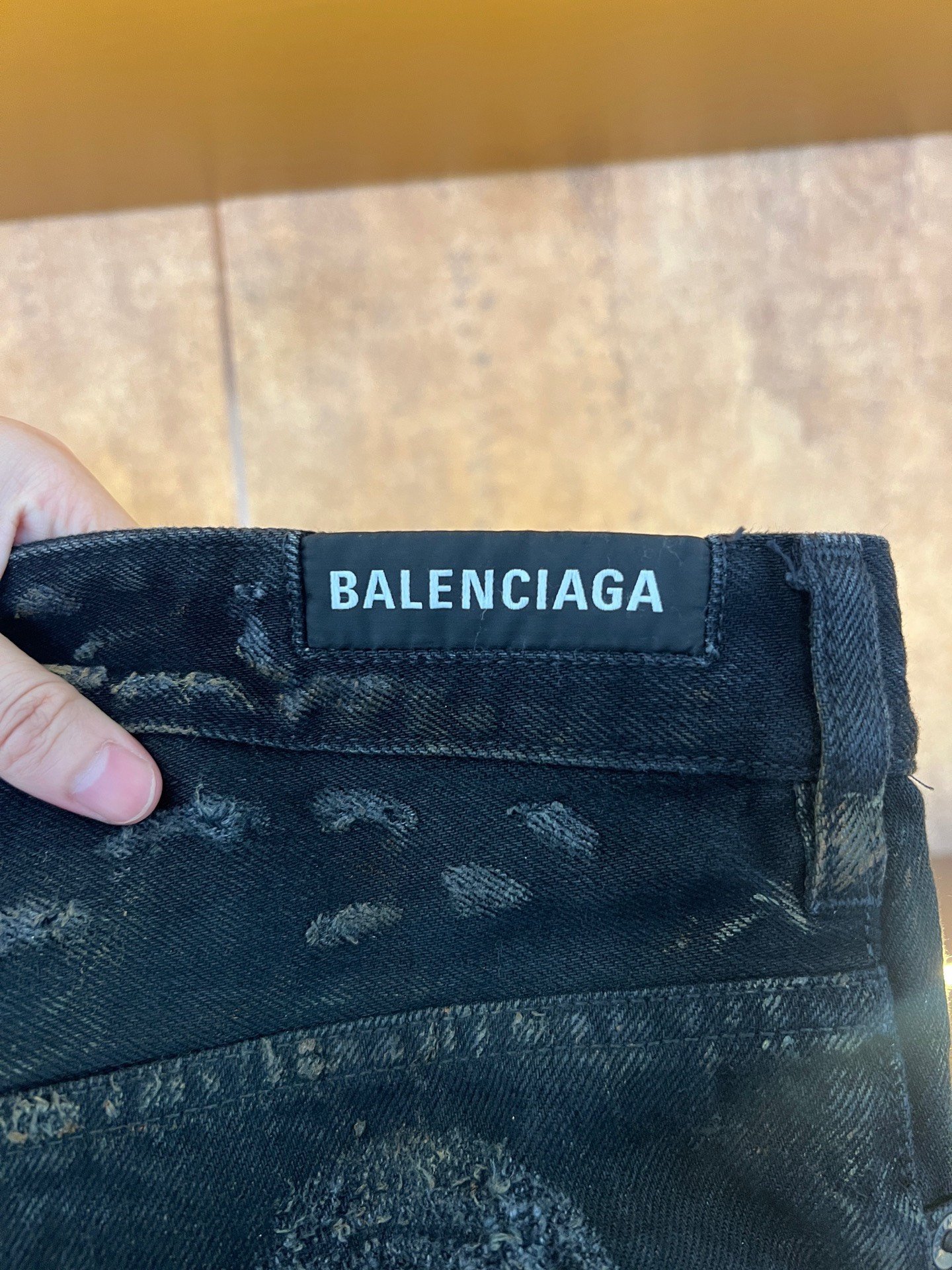 Balenciaga 22 Distressed Straight-Leg Jeans — detail