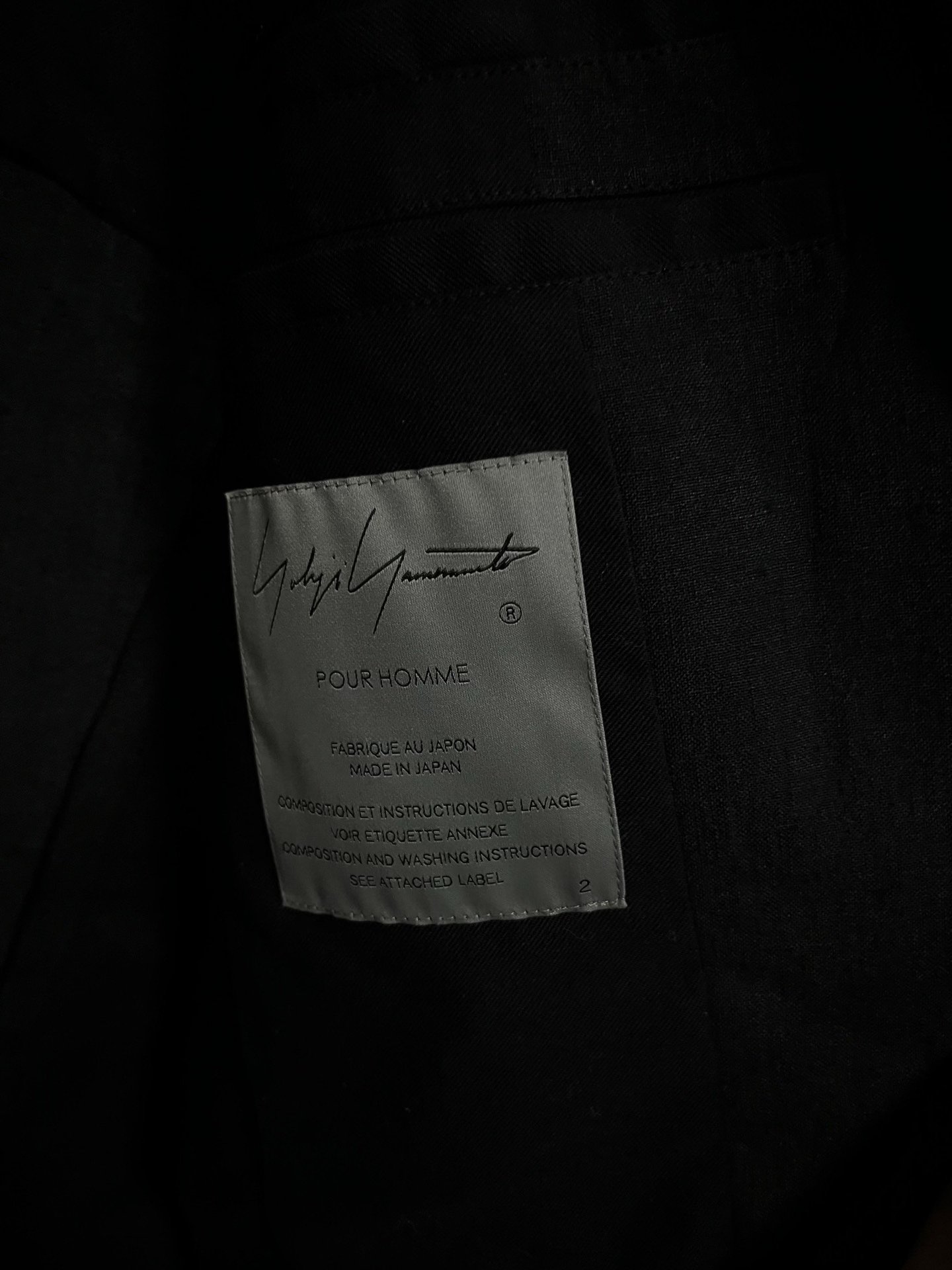 Yohji Yamamoto Oversized Safety Pin Blazer — label