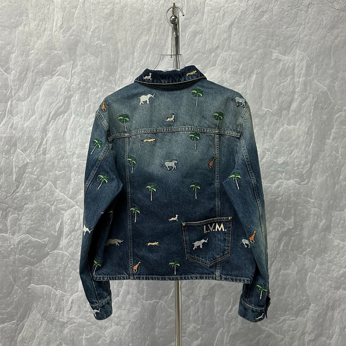 Louis Vuitton SS26 Darjeeling Animal Embroidery Denim Jacket — detail