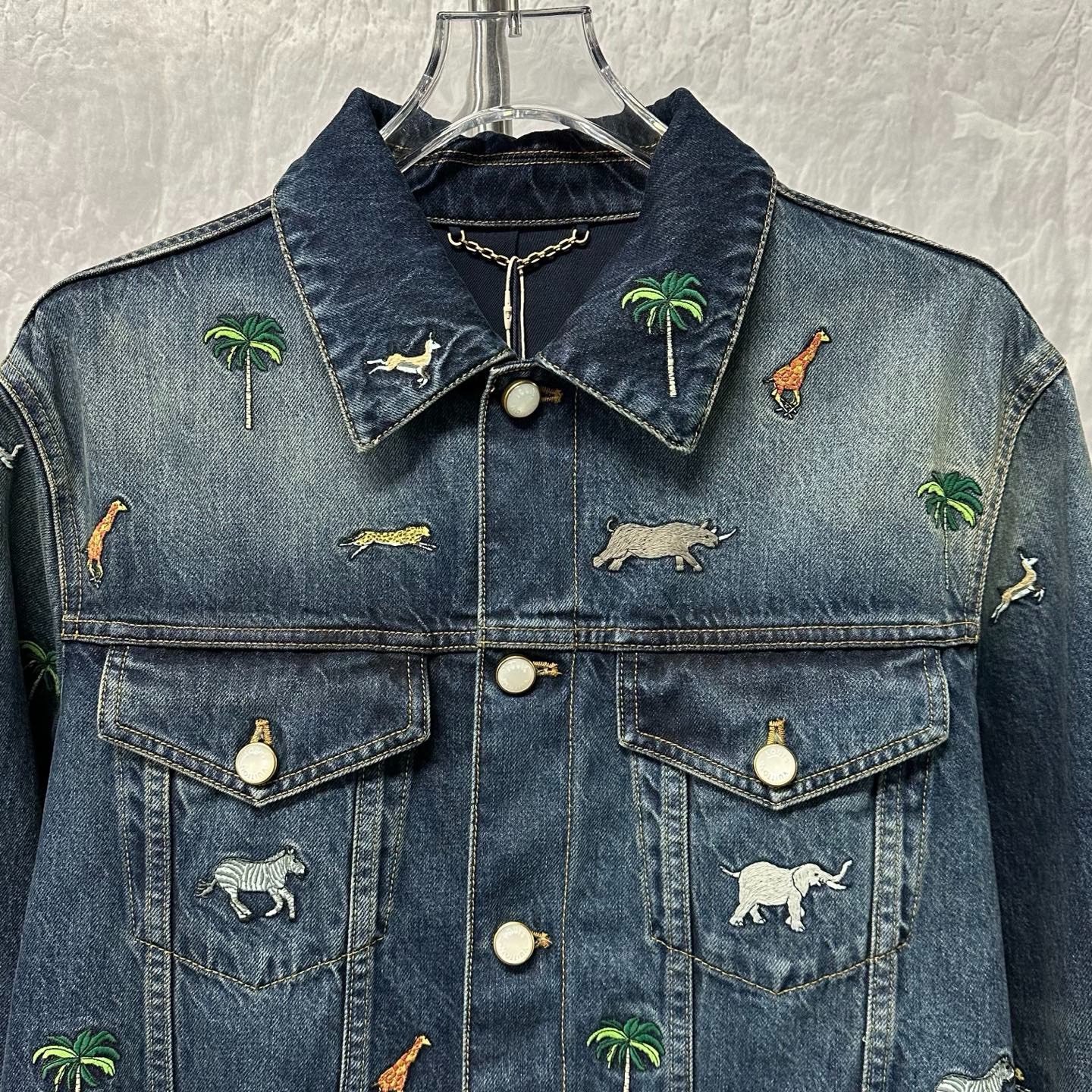 Louis Vuitton SS26 Darjeeling Animal Embroidery Denim Jacket — front