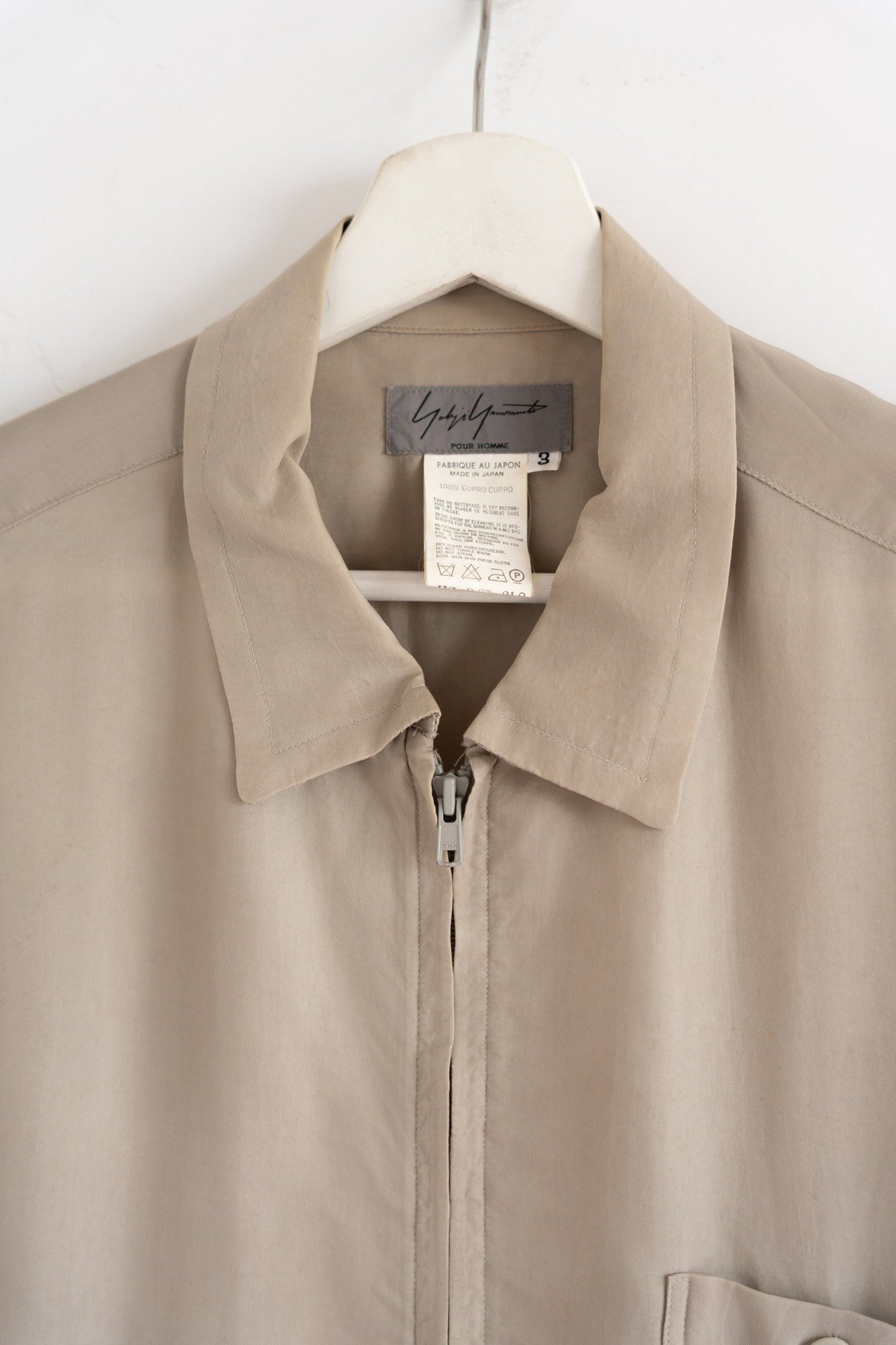 Yohji Yamamoto 04SS Cupro Zip Shirt — detail