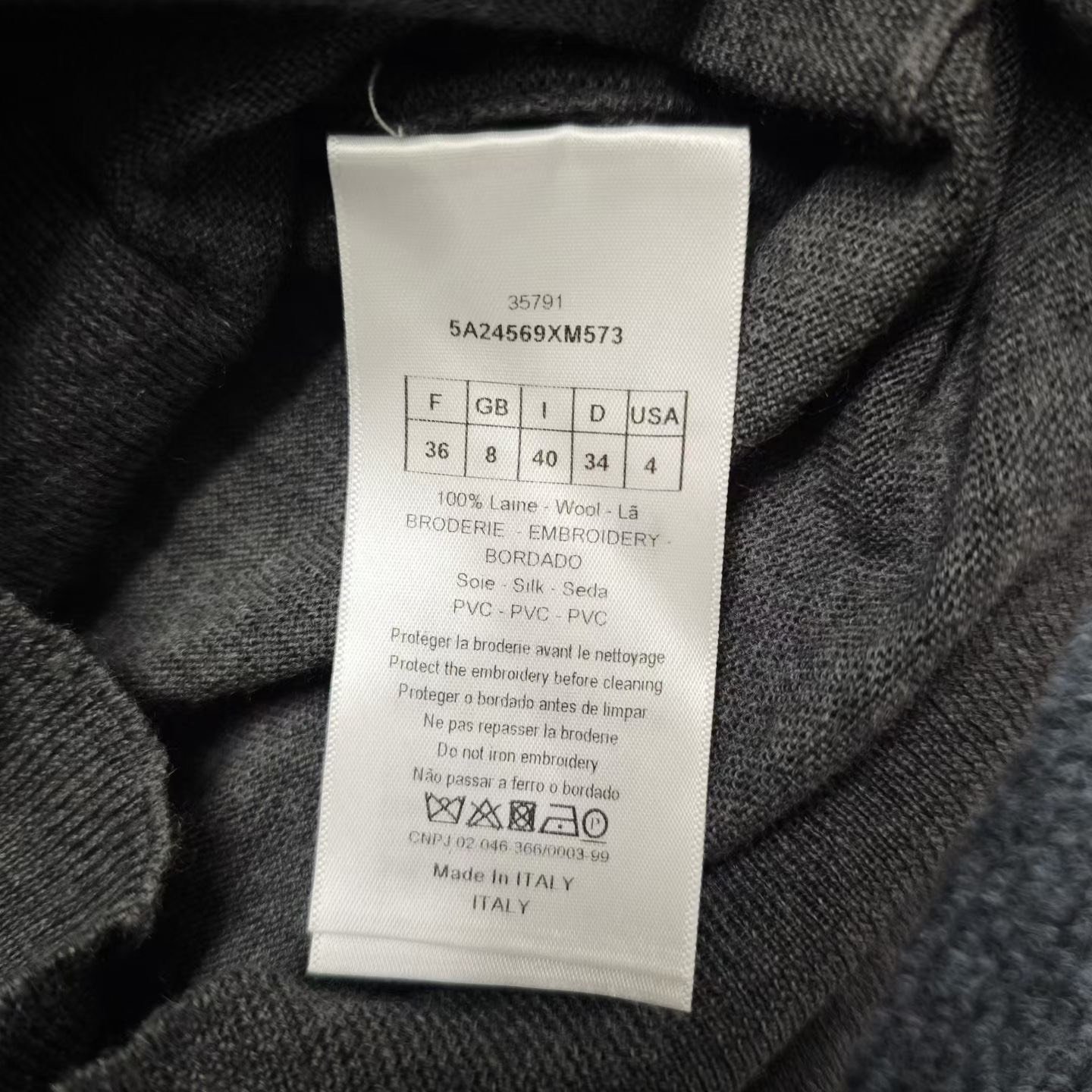 Dior Scale Embroidered Heavy Sweater — label