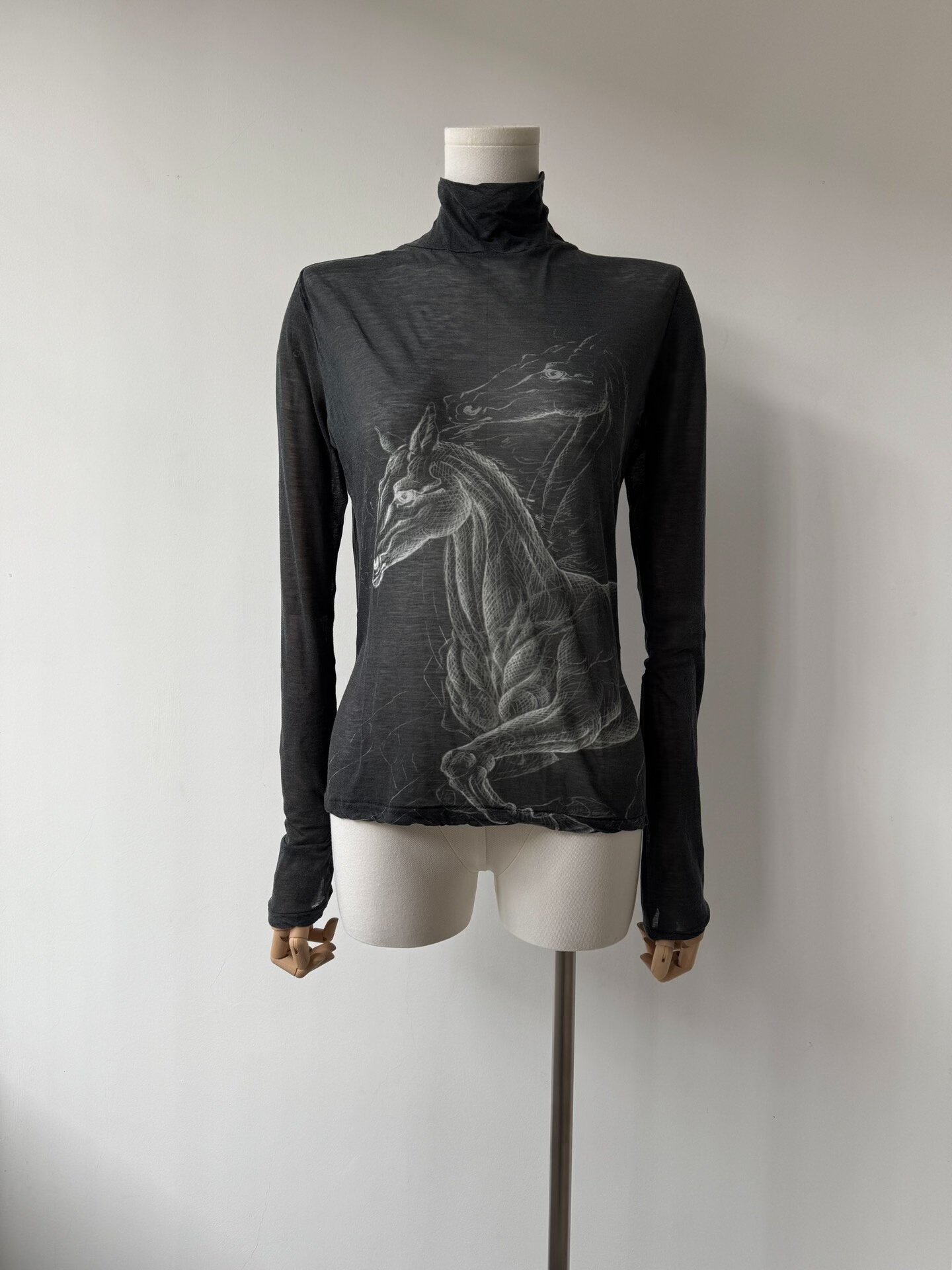 Yohji Yamamoto 08AW Discharge Horse Print Top — front