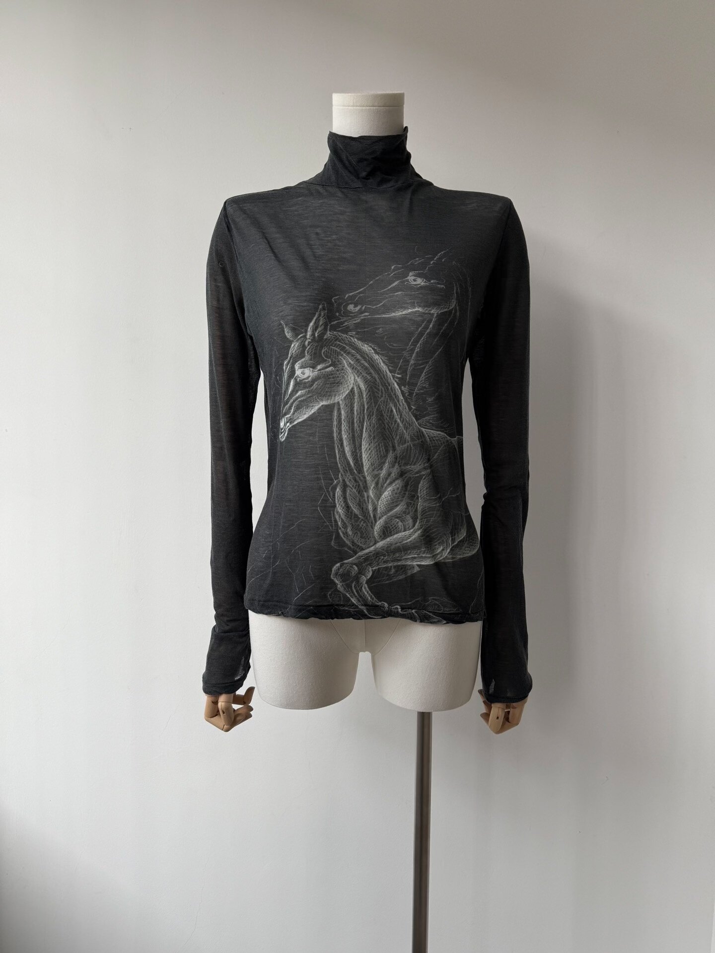 Yohji Yamamoto 08AW Discharge Horse Print Top