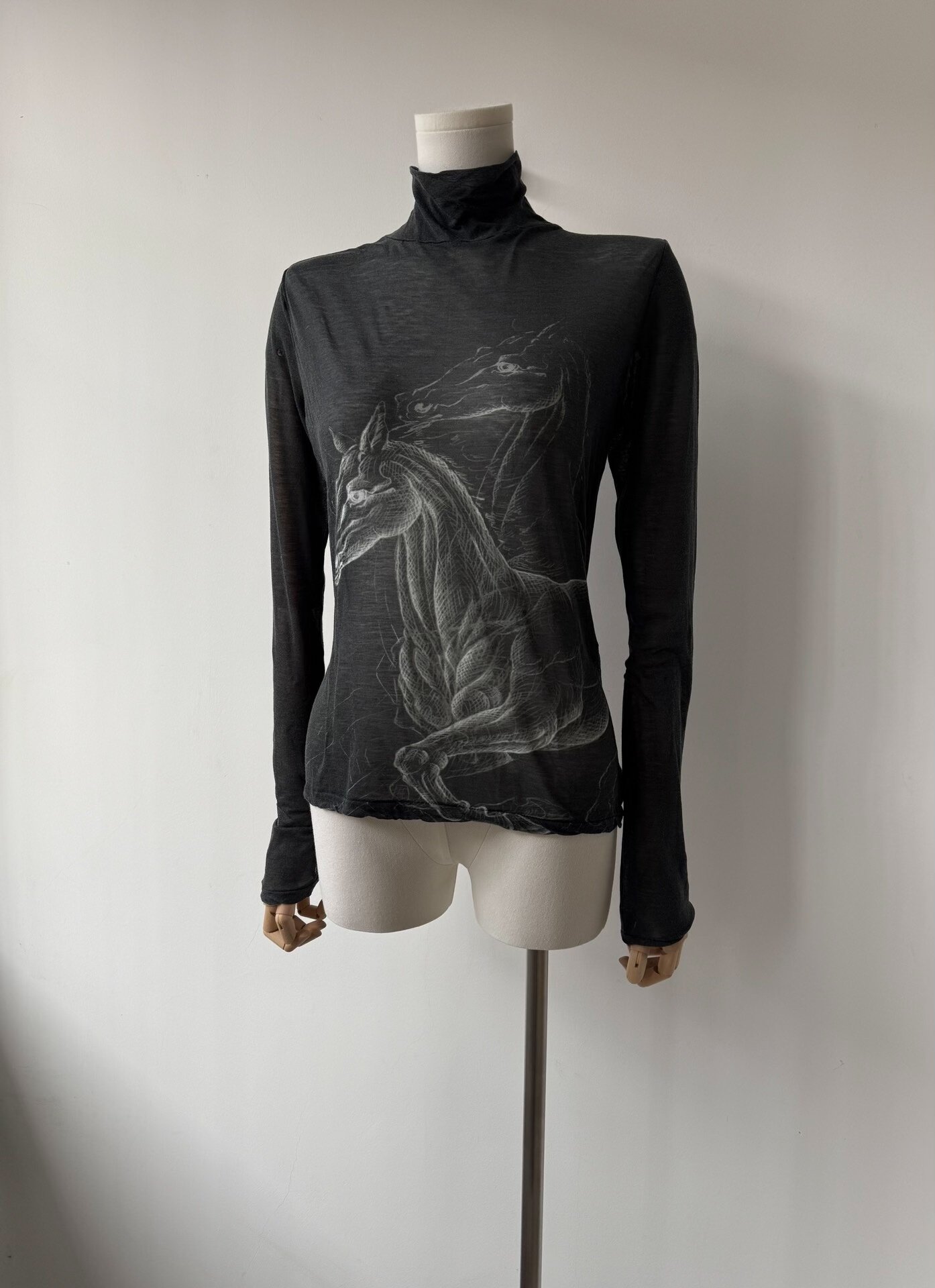 Yohji Yamamoto 08AW Discharge Horse Print Top — detail