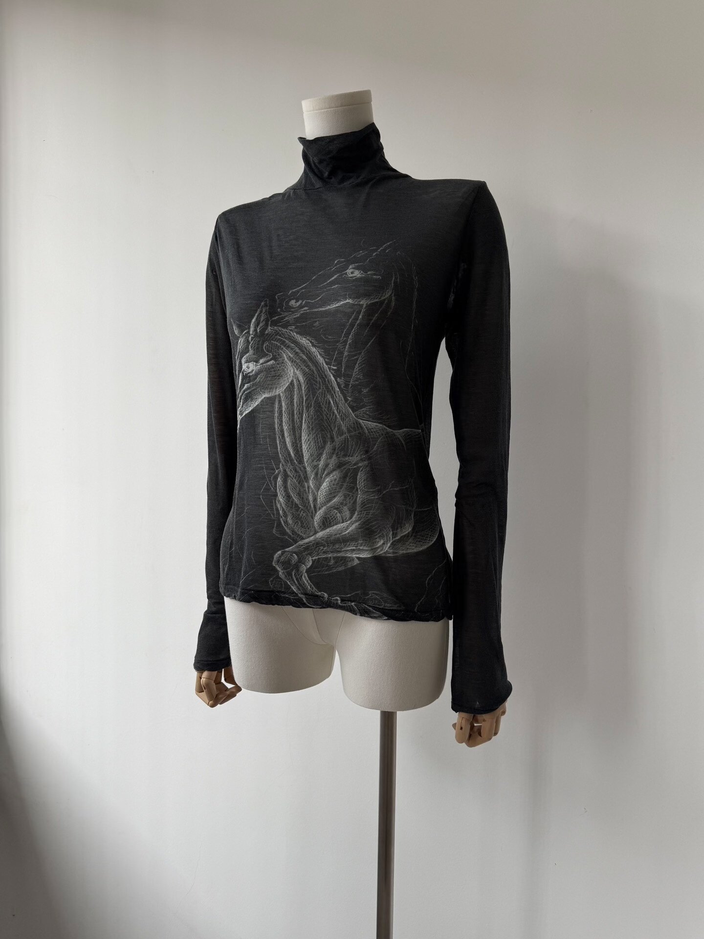 Yohji Yamamoto 08AW Discharge Horse Print Top — back