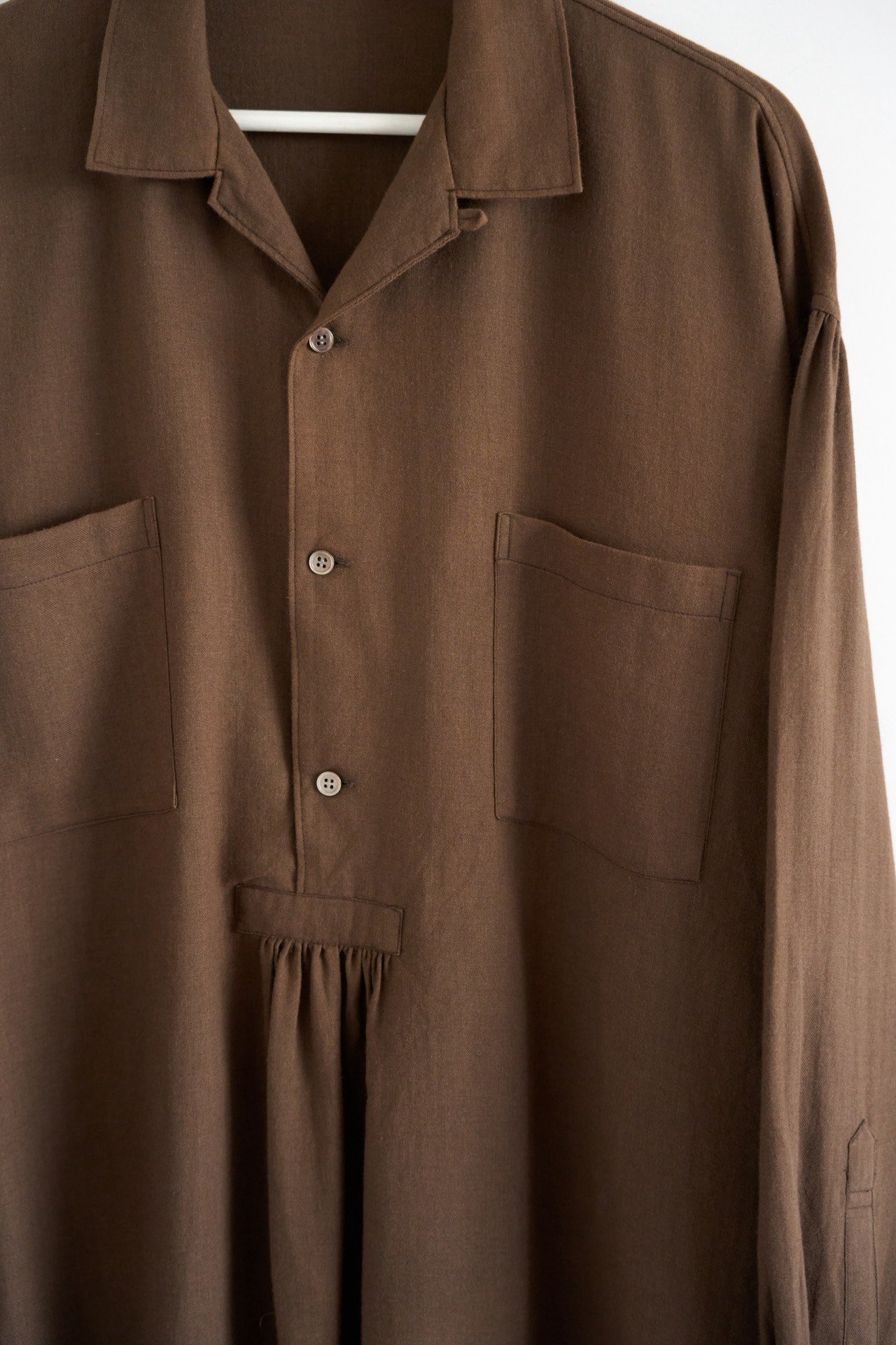 Yohji Yamamoto 80s Pleated Wool Shirt — back