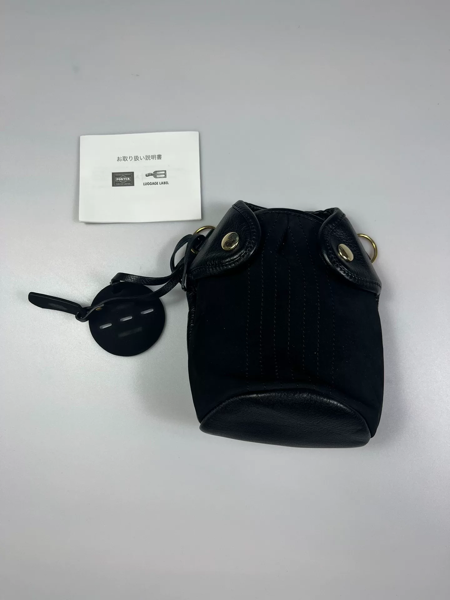 Porter Small Black Leather Crossbody Bag — front