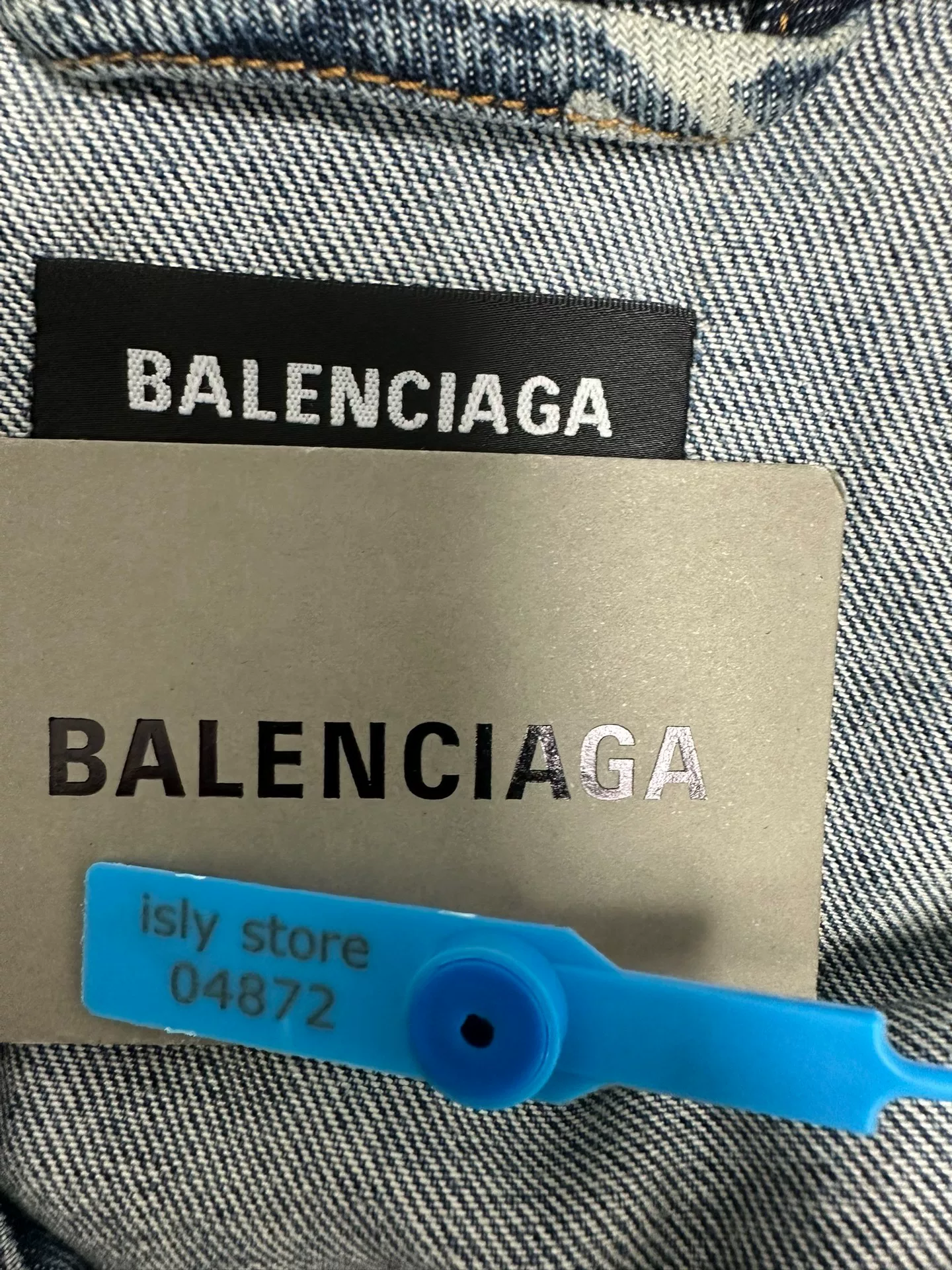 Balenciaga Logo Print Loose Washed Denim Jacket — back