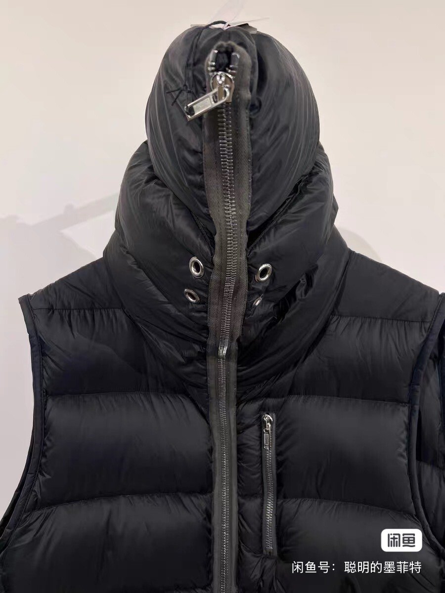 Rick Owens Black Puffer Vest — back
