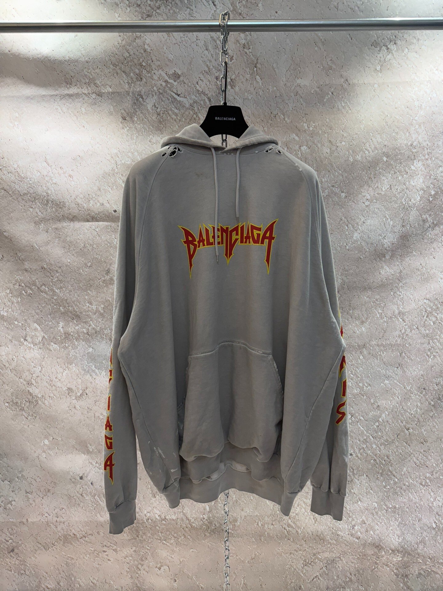 Balenciaga Flame Logo Gray Hoodie