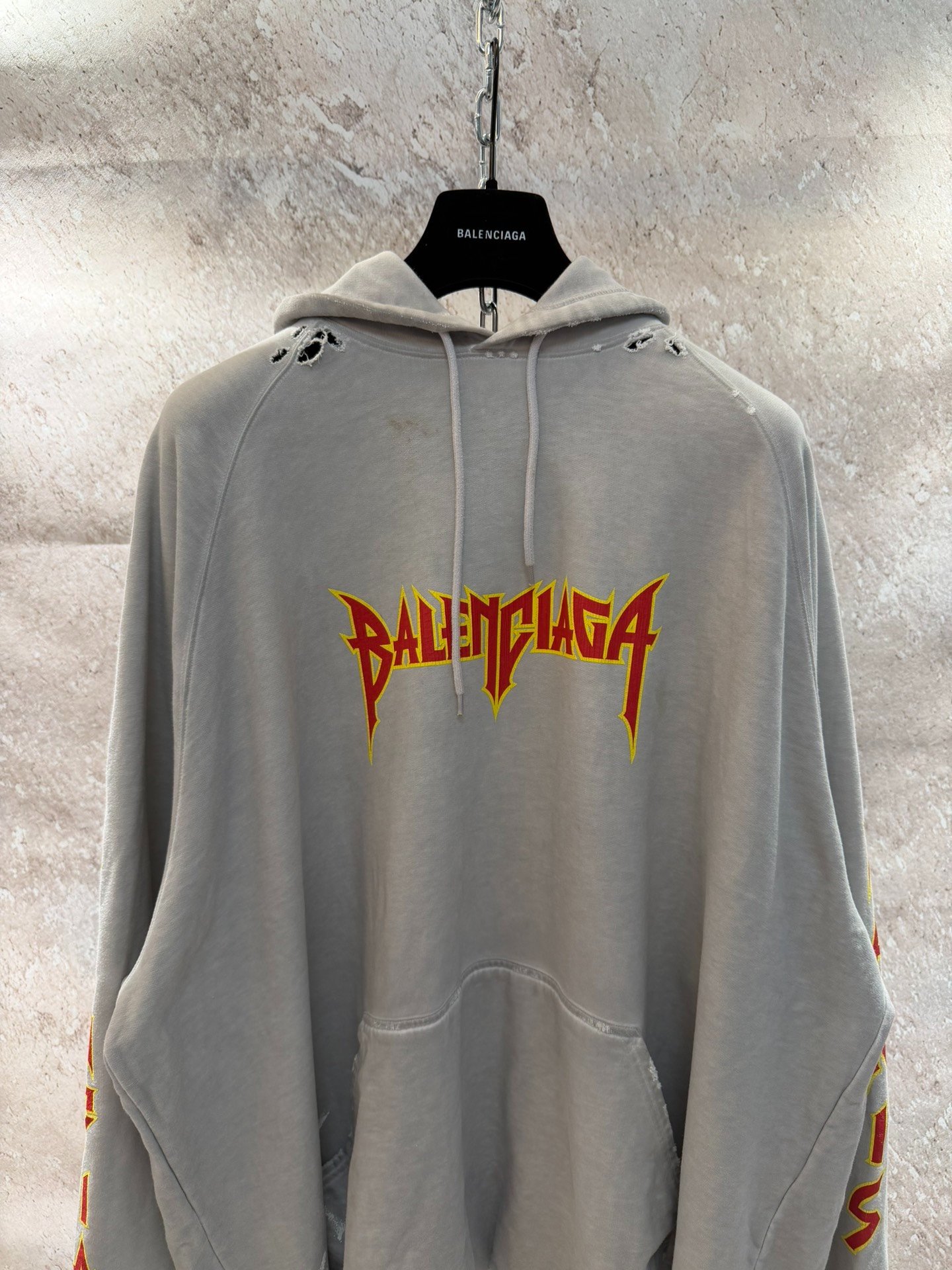 Balenciaga Flame Logo Gray Hoodie — front