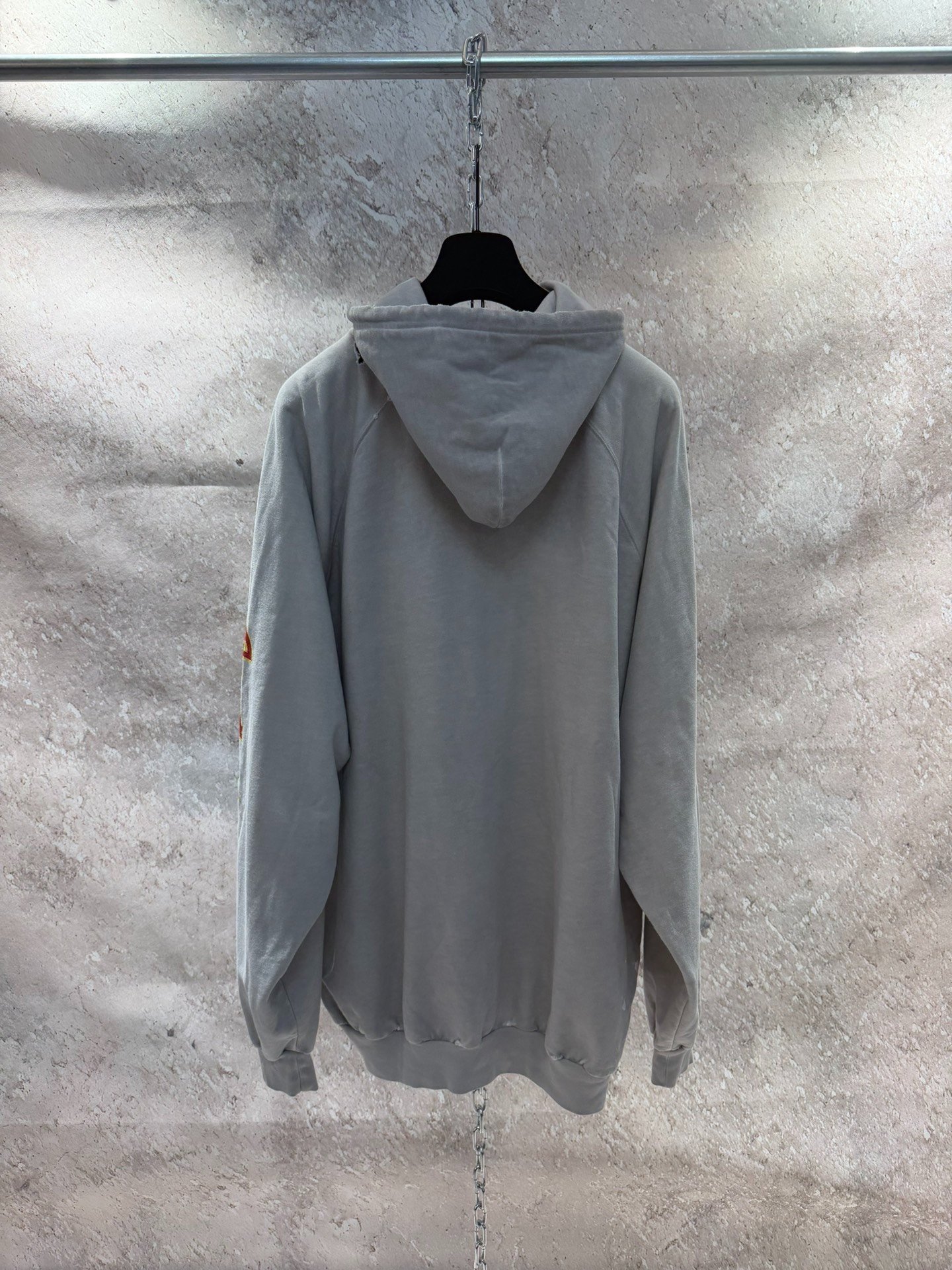 Balenciaga Flame Logo Gray Hoodie — detail