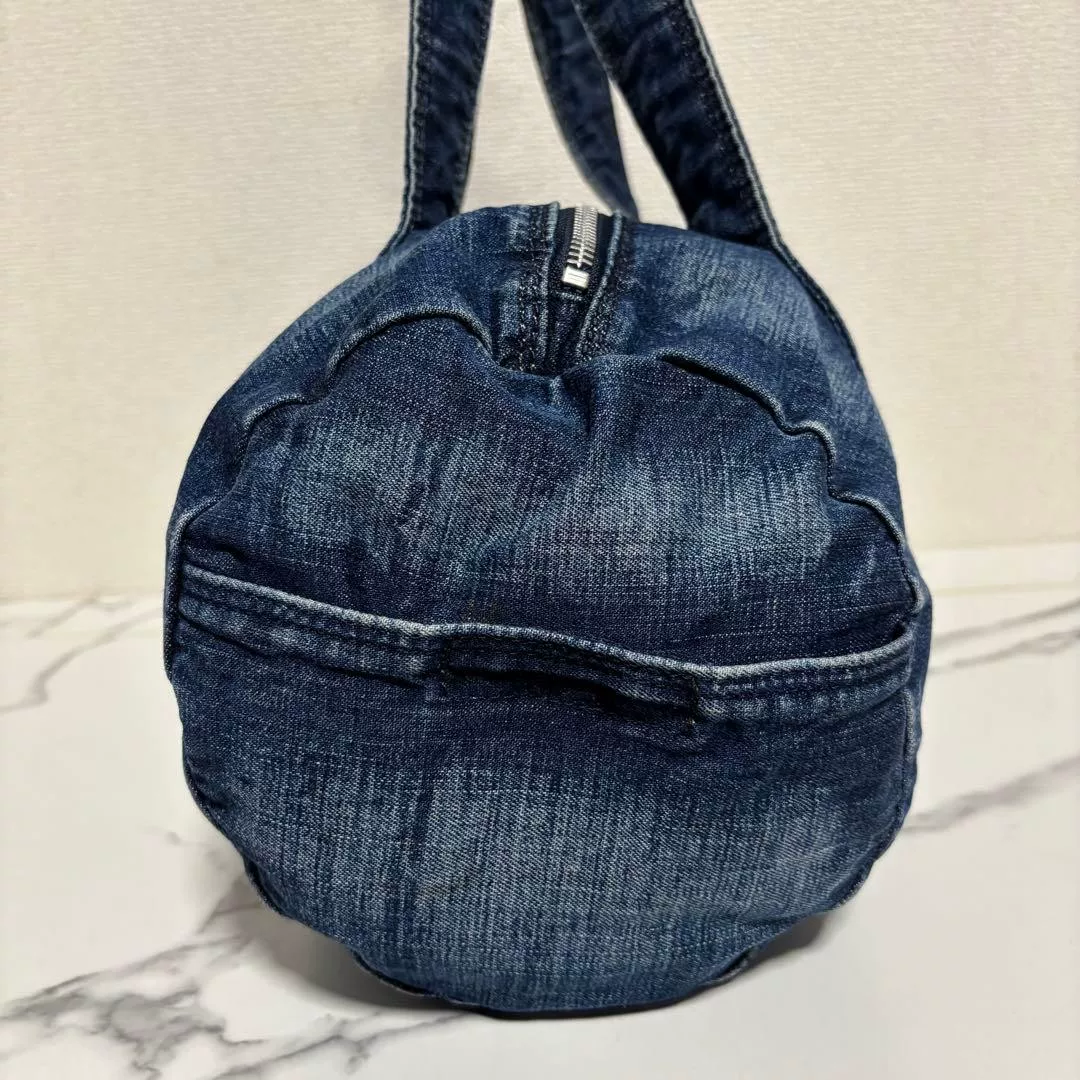 PORTER Blue Denim Boston Bag — label