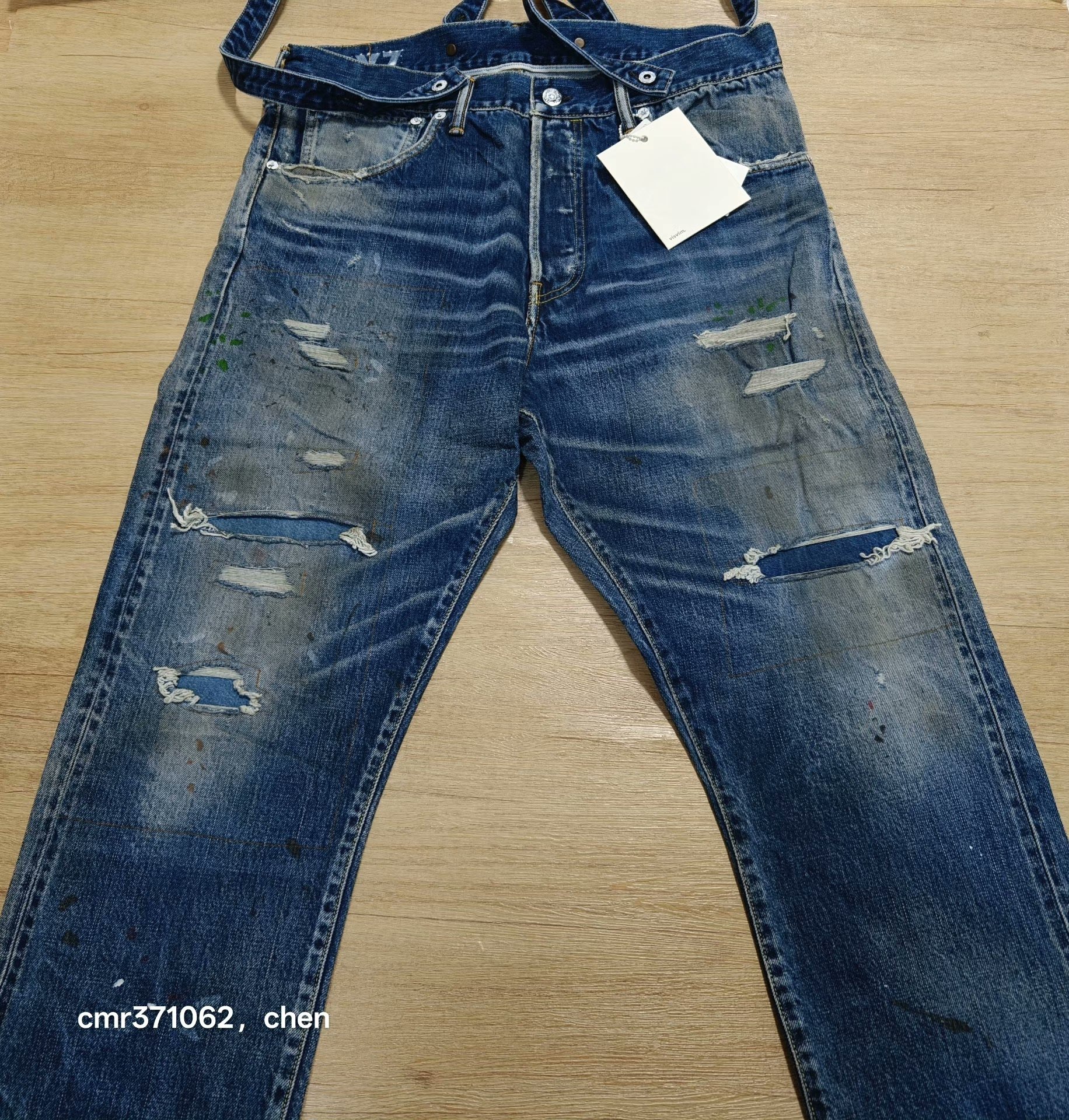 visvim TRAVAILLER BRACES DRY DENIM-7 — front