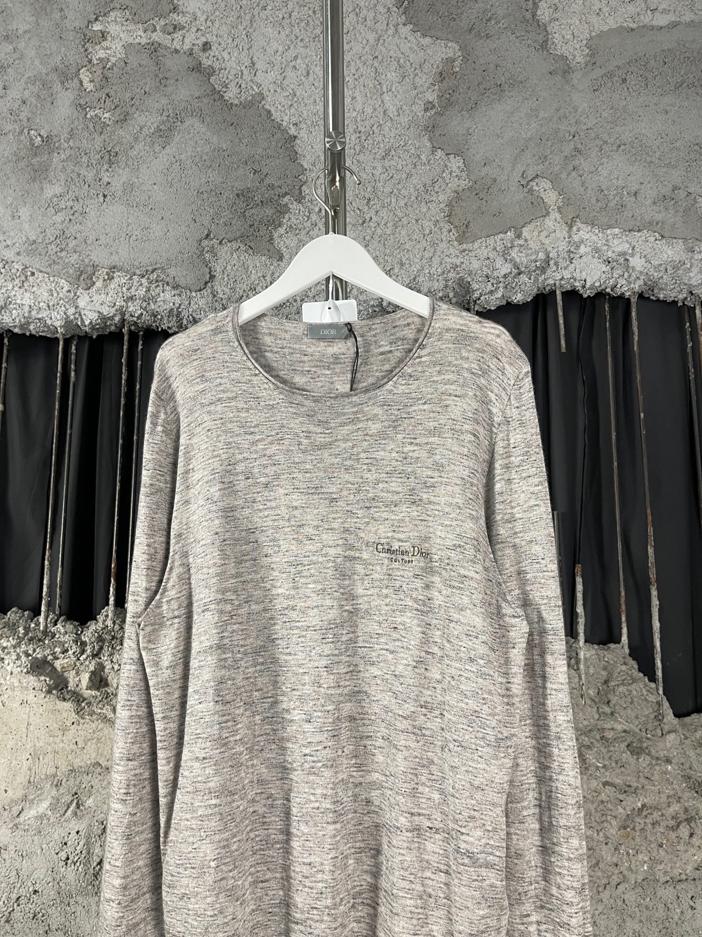 Dior SS25 Plain Knit Embroidered Logo Longsleeve — front