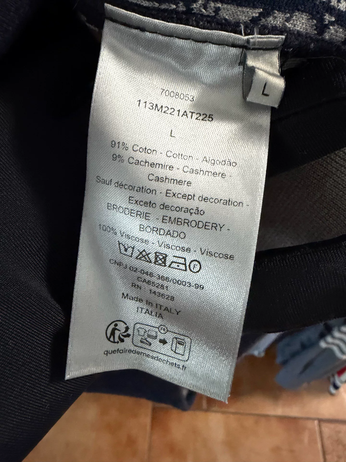 Dior Navy Hooded Jacket with Logo Lining — back