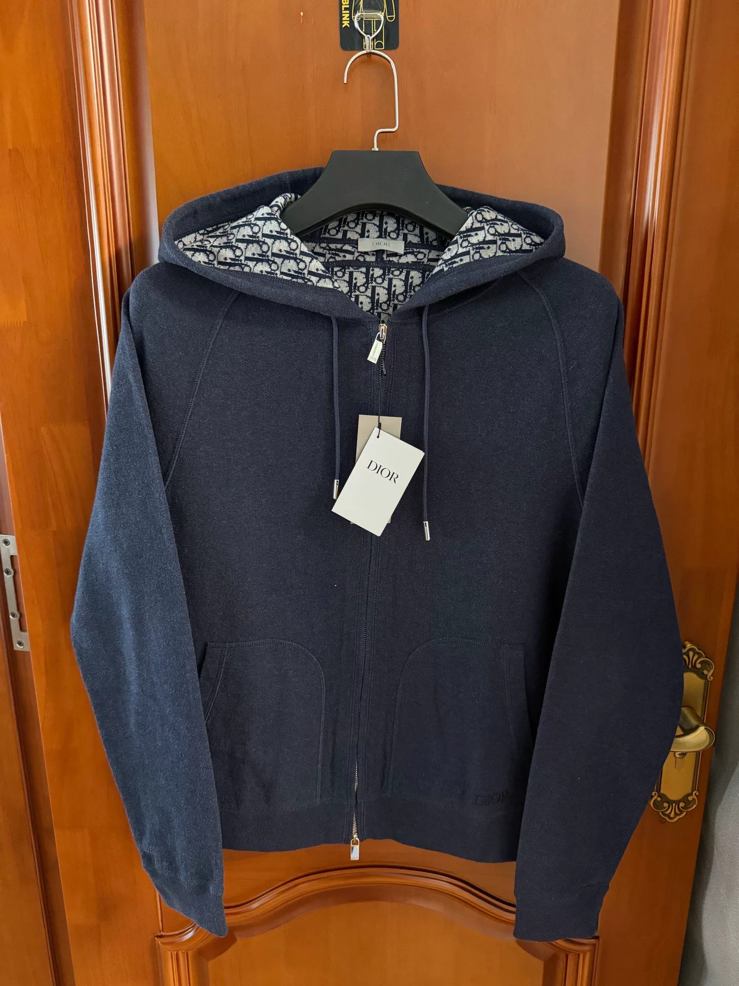 Dior Navy Hooded Jacket with Logo Lining