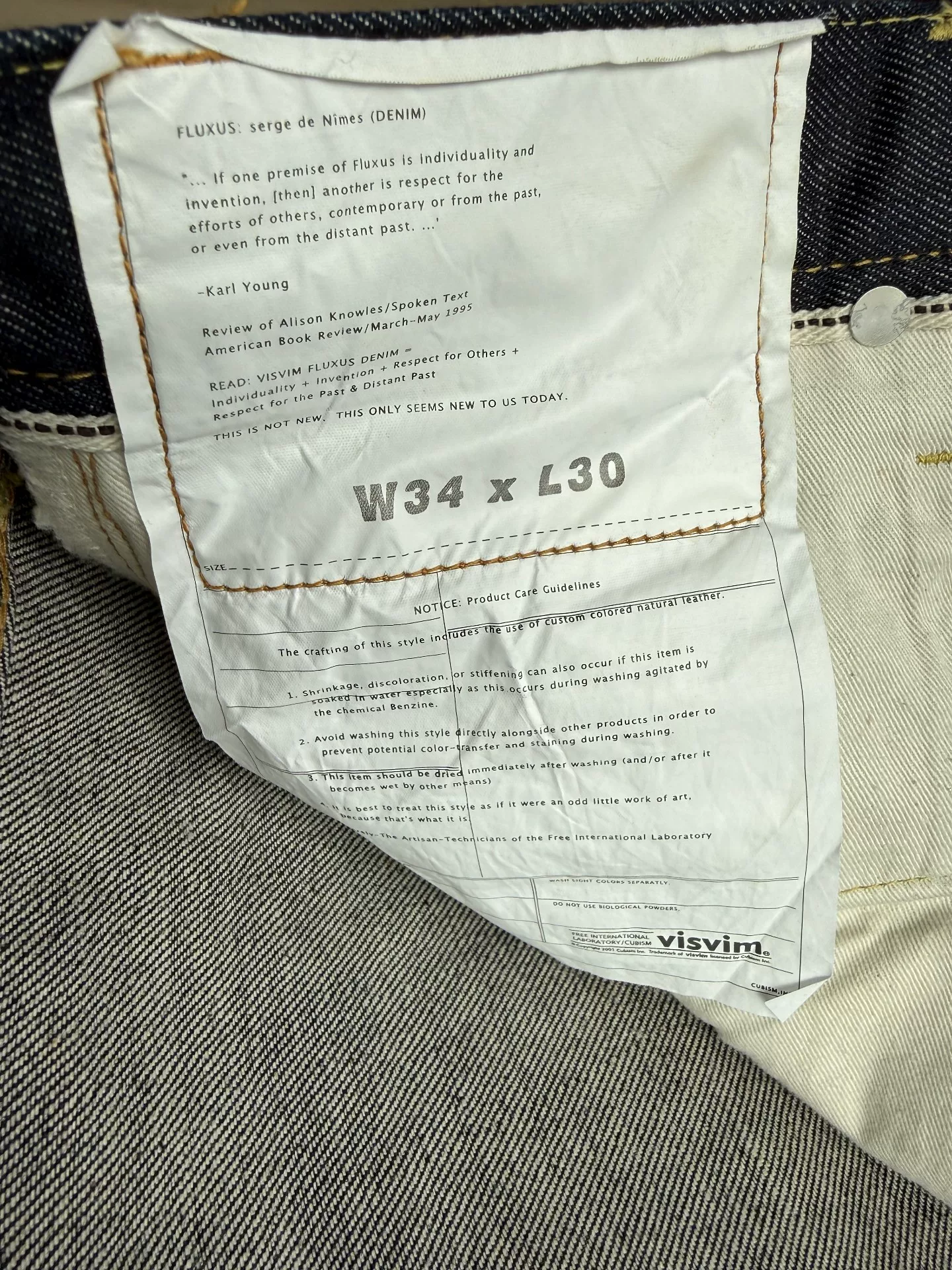 visvim SOCIAL SCULPTURE 01NW Jeans — back