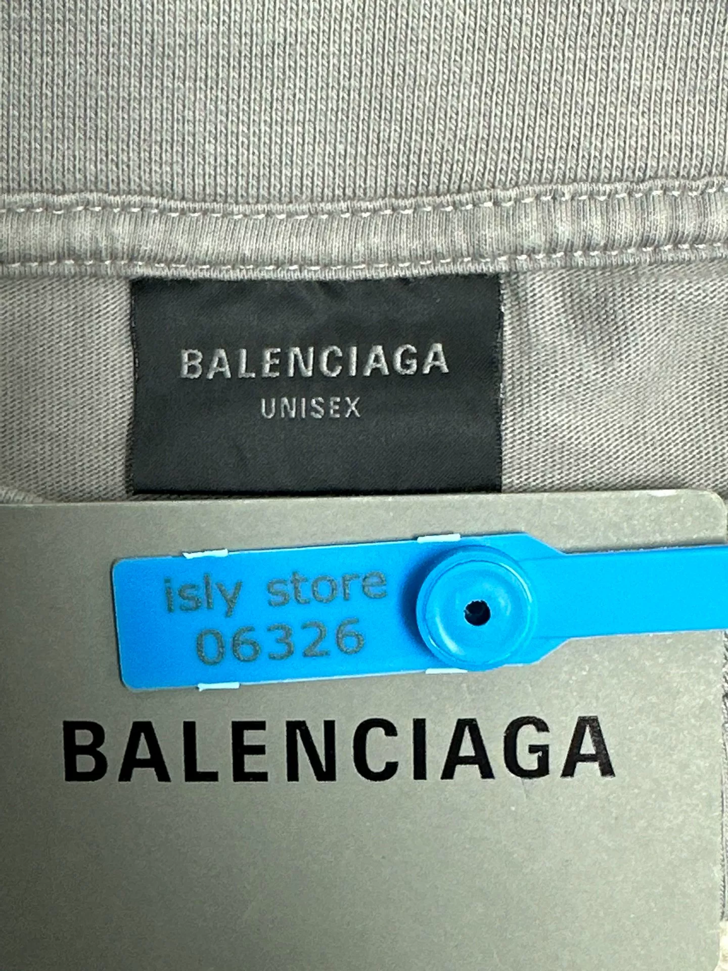 Balenciaga Gray Logo Crew Neck Tee — back