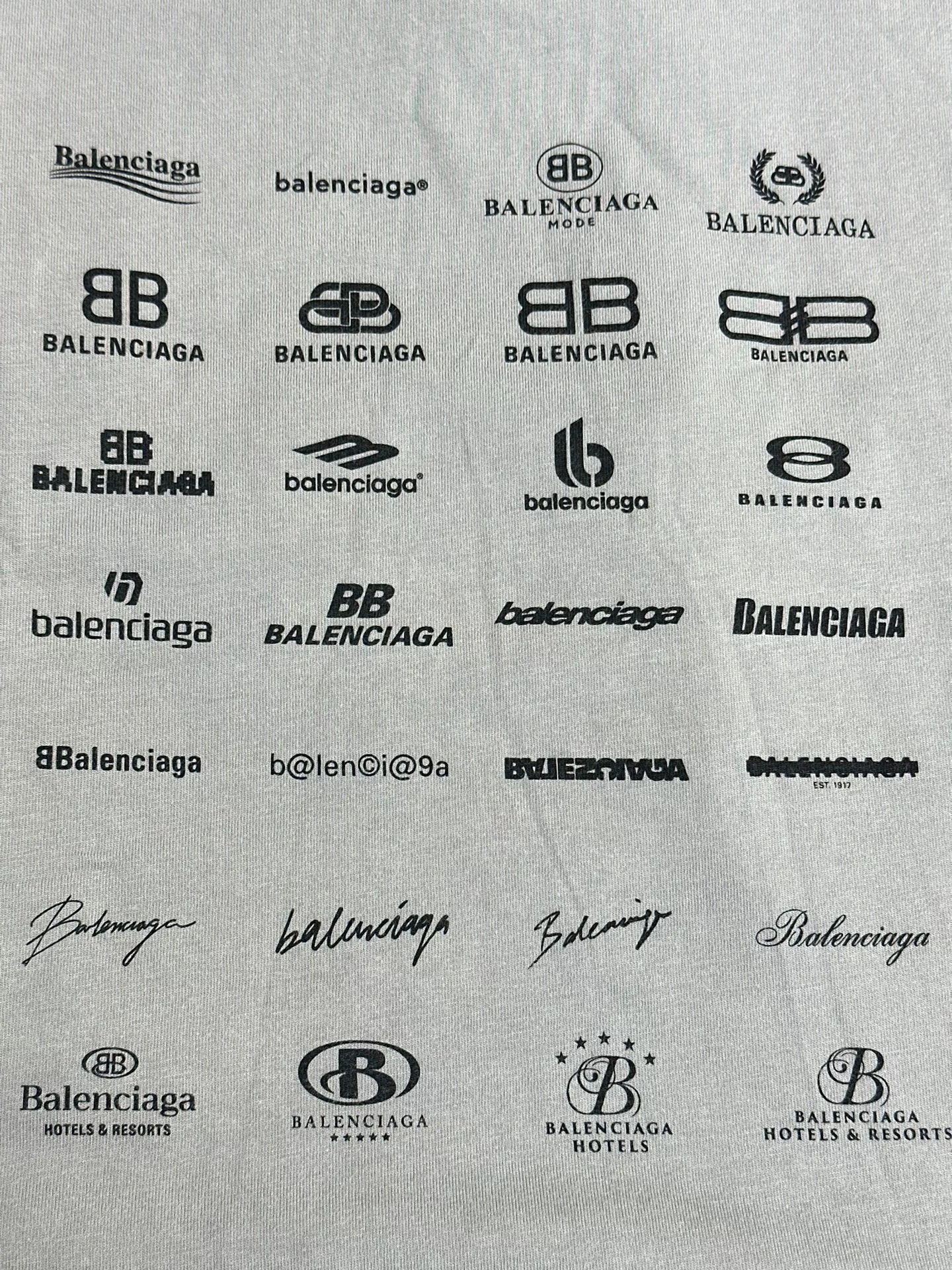 Balenciaga Gray Logo Crew Neck Tee — detail