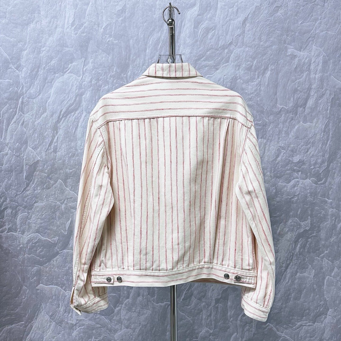 Dior Cream Stripe Embroidered Denim Jacket — back