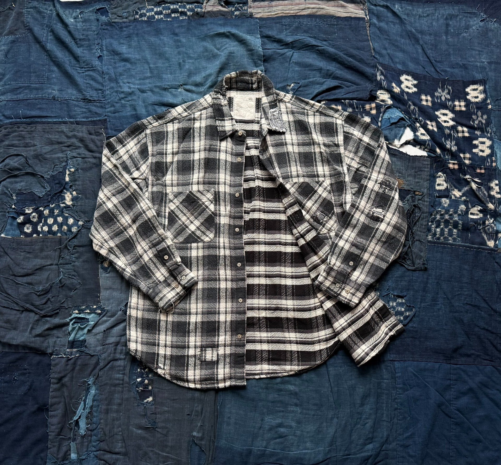 MADNESS Shredded Check Shirt — front