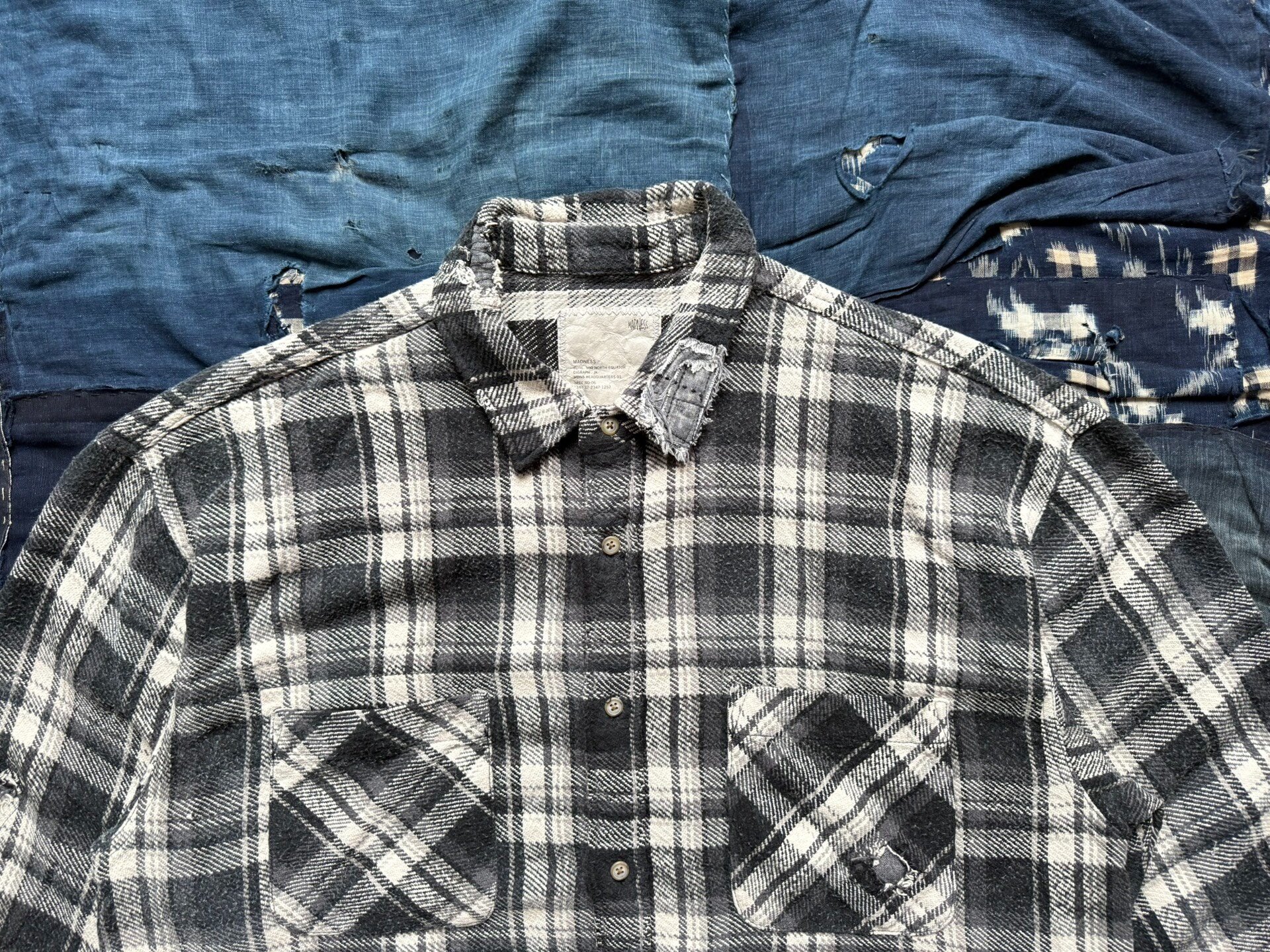 MADNESS Shredded Check Shirt — back