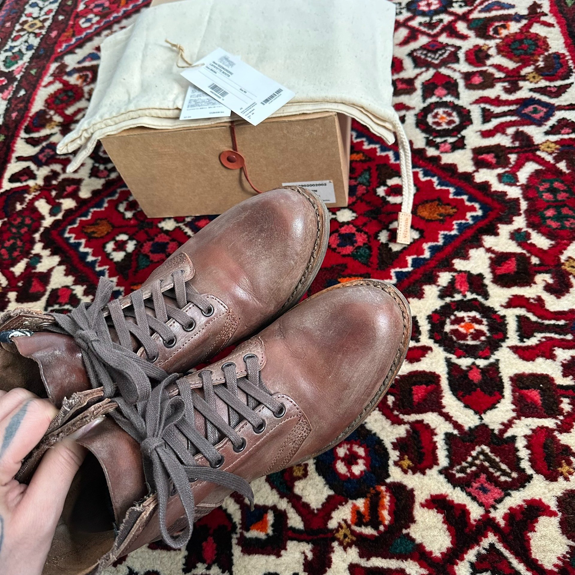 visvim 22AW ICT Lafayette Mud-Dyed Boots — label