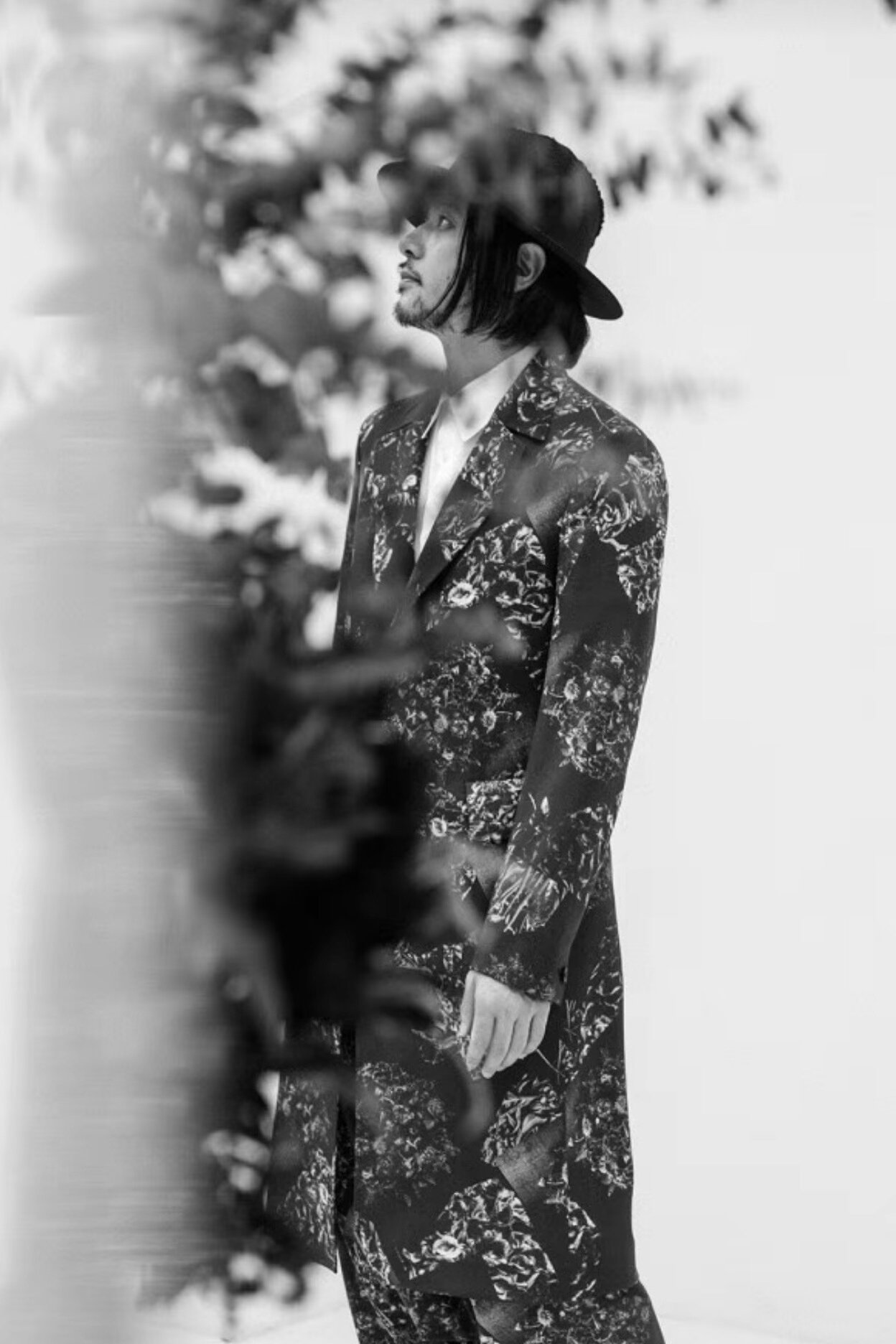 Yohji Yamamoto Floral Gaba Coat — label