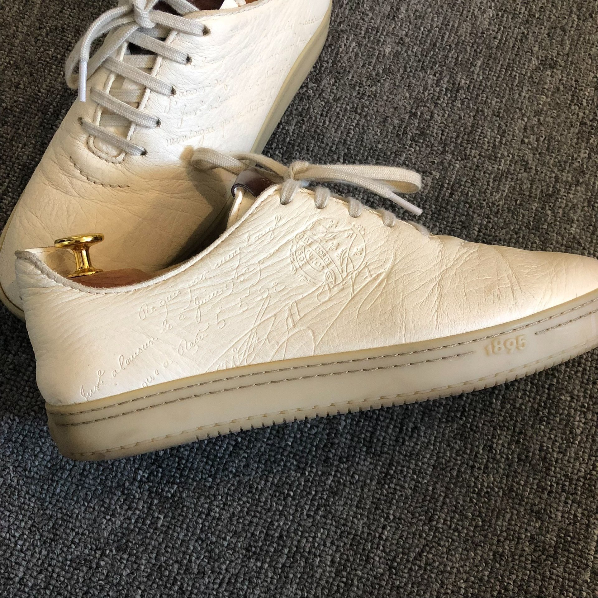 Berluti White Casual Lace-up Shoes — label