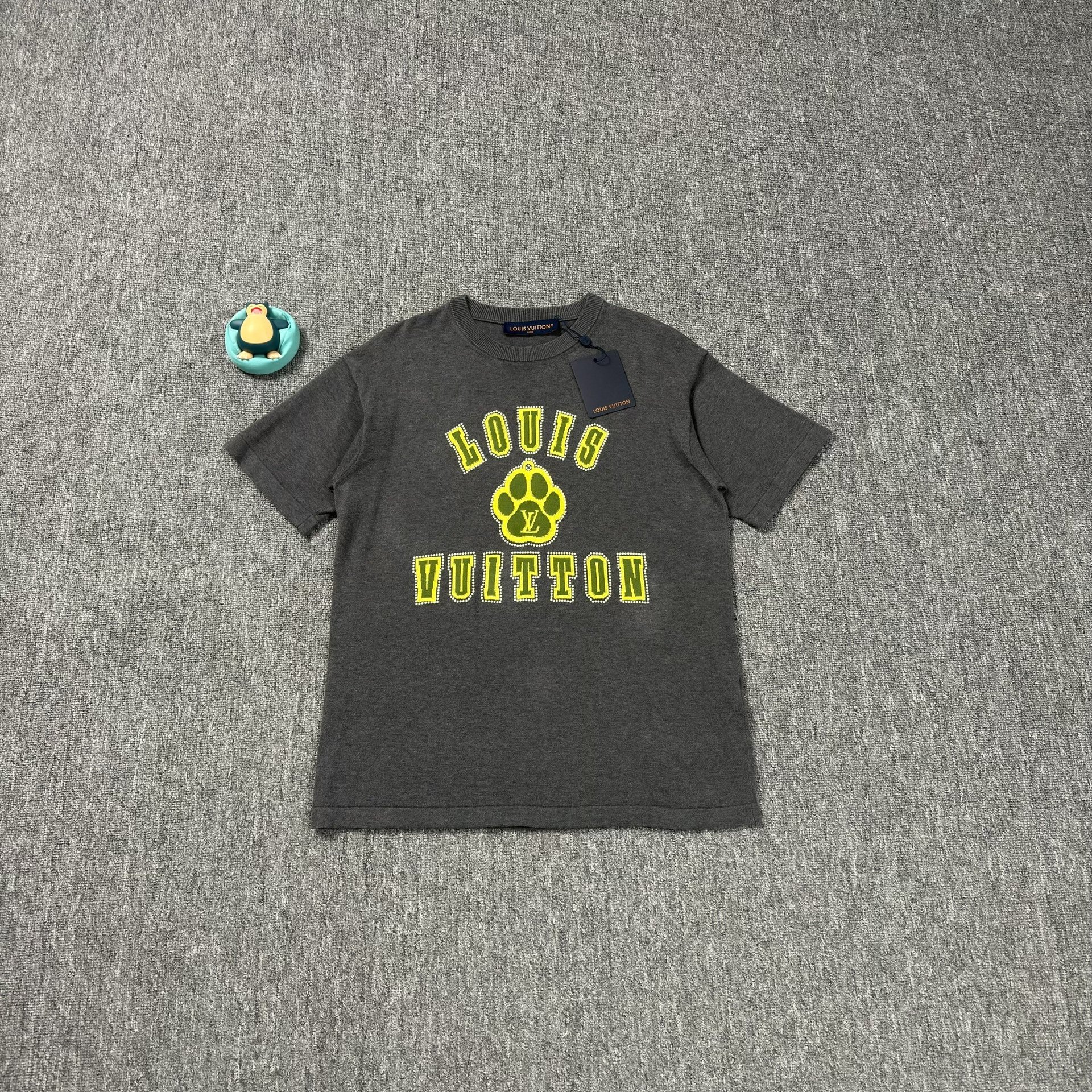 Louis Vuitton Gray Dog Paw Logo Tee