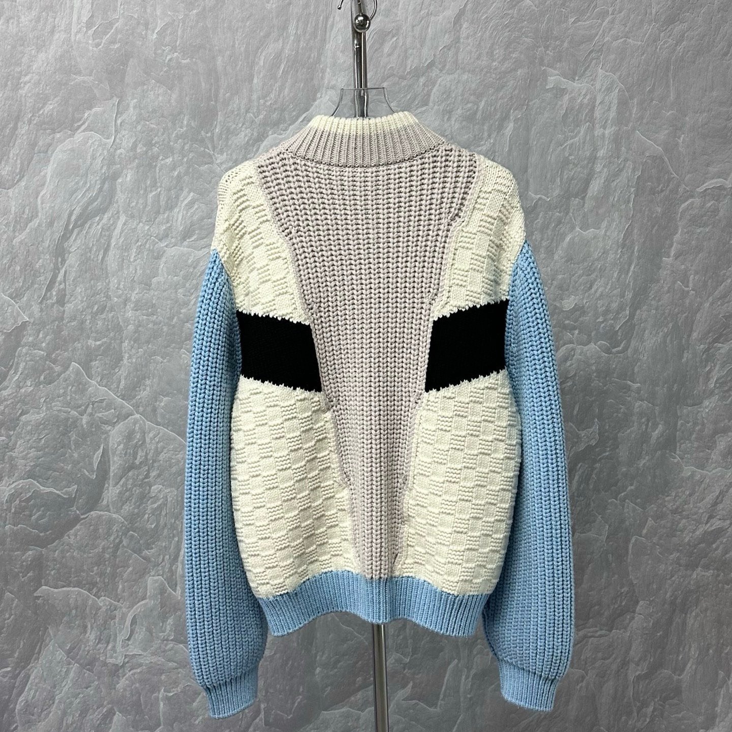 Louis Vuitton Colorblock Wool Knit Coat — back