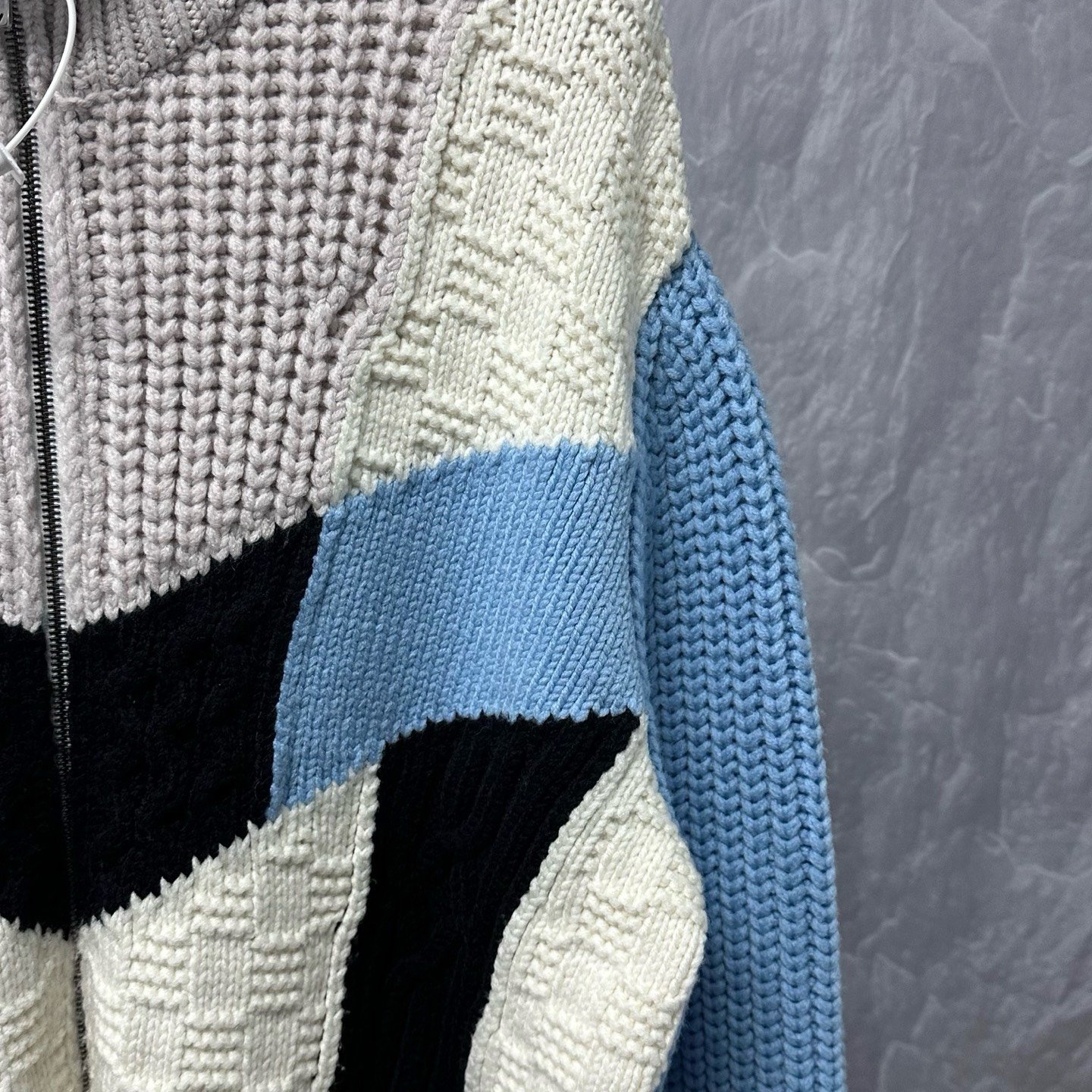 Louis Vuitton Colorblock Wool Knit Coat — detail