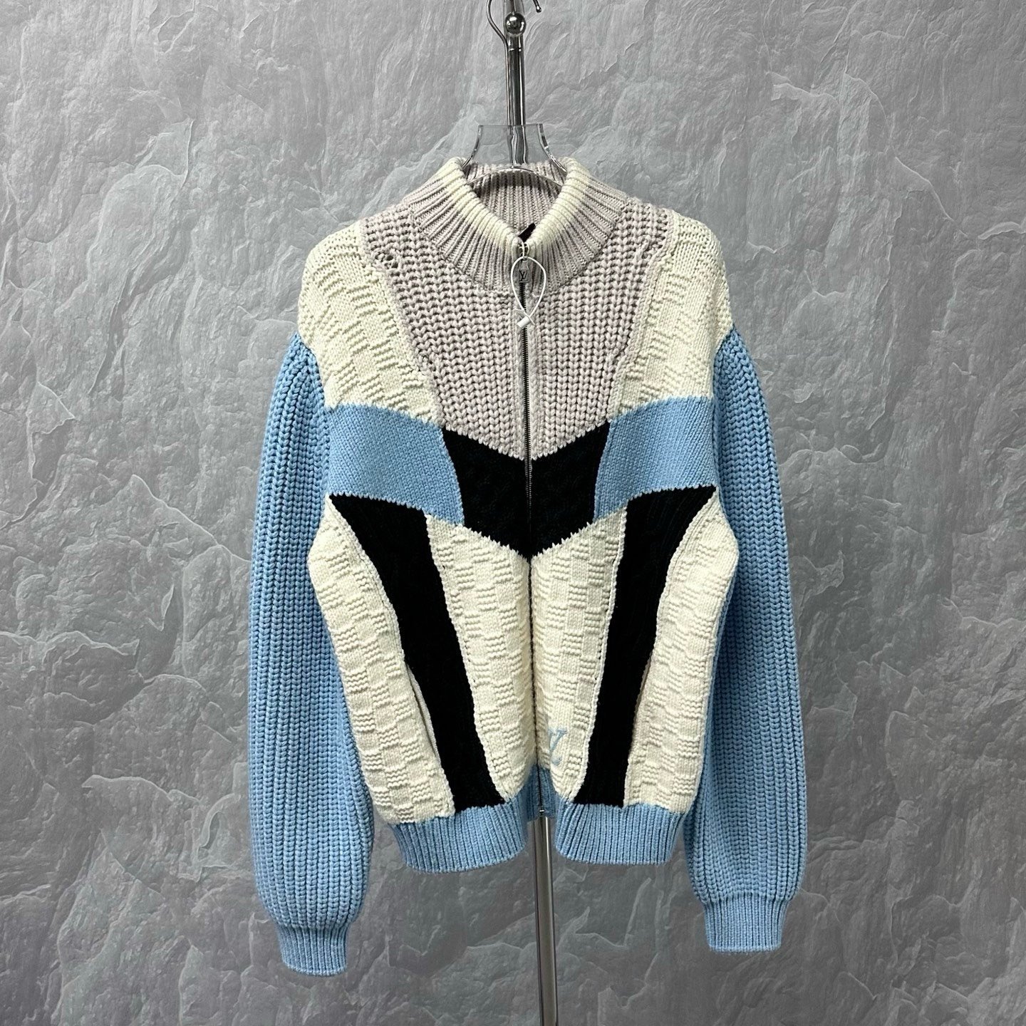 Louis Vuitton Colorblock Wool Knit Coat