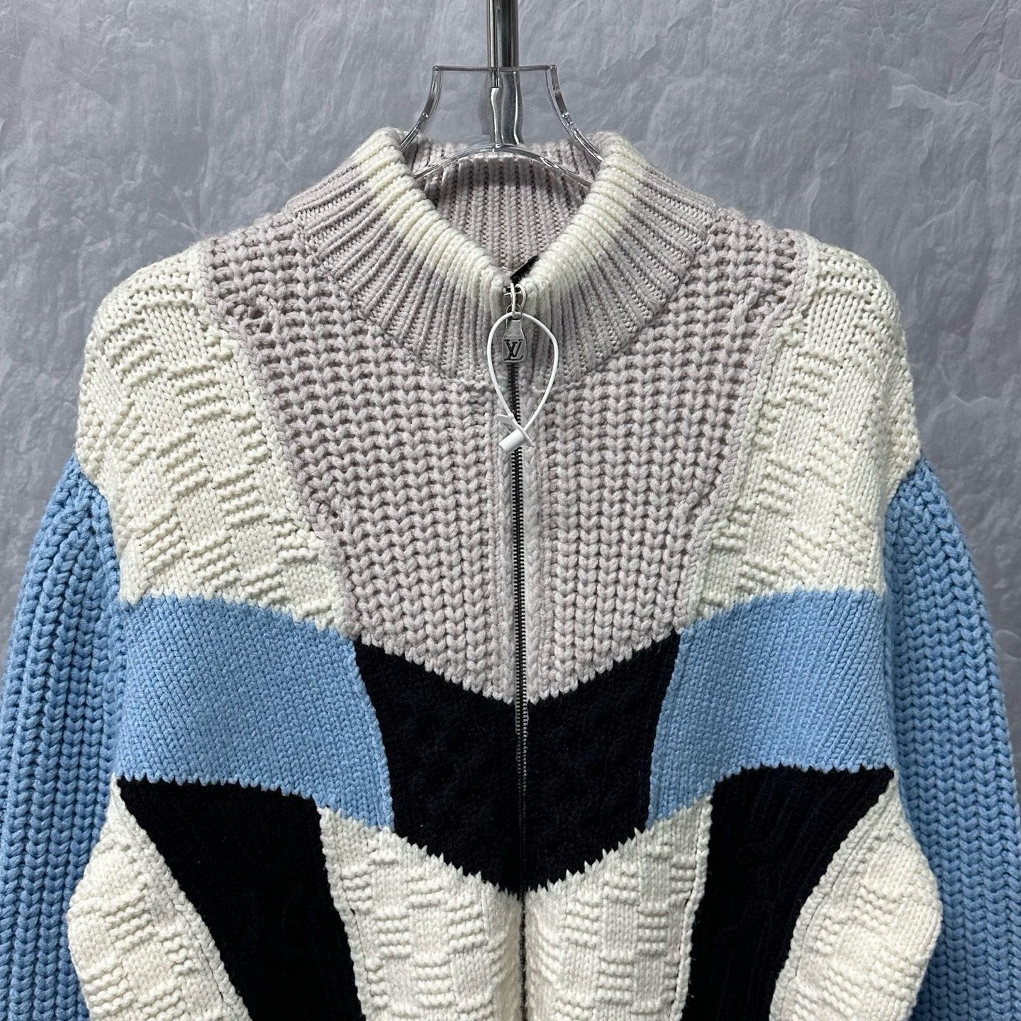 Louis Vuitton Colorblock Wool Knit Coat — front