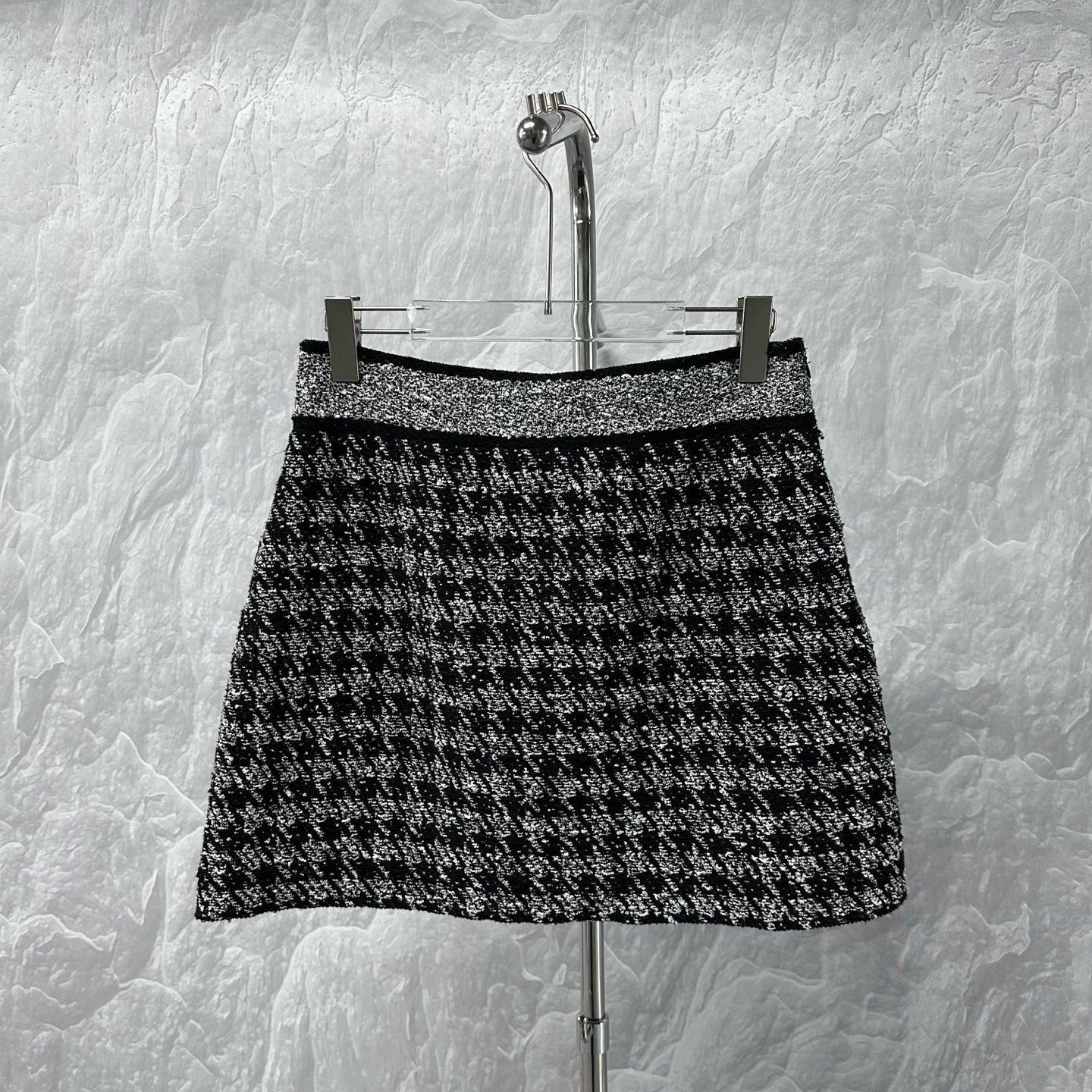 Dior Houndstooth Tweed Knit Skirt — front