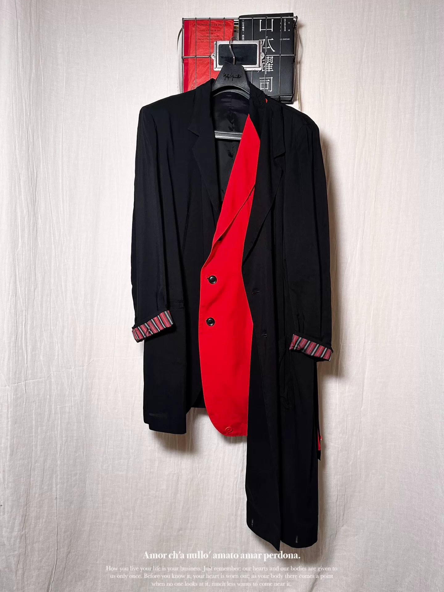 Yohji Yamamoto 22ss Red Black Double Coat — front