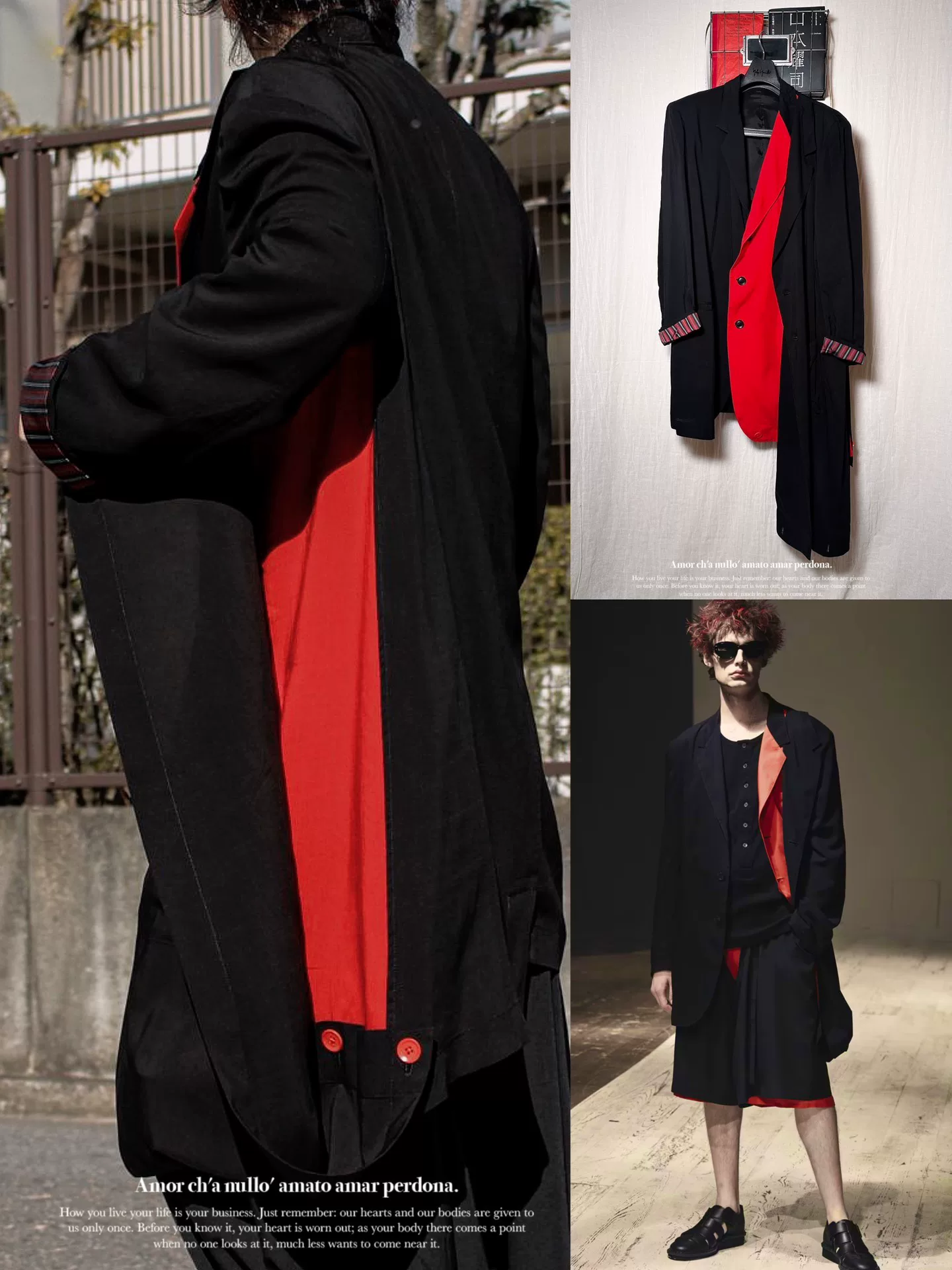 Yohji Yamamoto 22ss Red Black Double Coat
